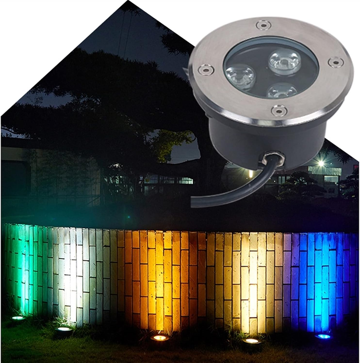 Ultradünne IP67 wasserdichte LED-Deckleuchte, perfekt für den Außenbereich, Garten, Terrasse und Innenhof (blau 12 V), schlankes Design, energieeffizient, einfache Installation