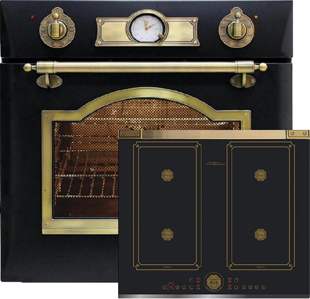 Backofen-Set Herd Set Autark Elektro Einbau Backofen Autark 60cm 67L 8 Funktionen mit Induktionskochfeld 60 cm FREE ZONE mit 2 FLEX Induktions-Zonen Eh 6355 Em+KCT 6745 AD.