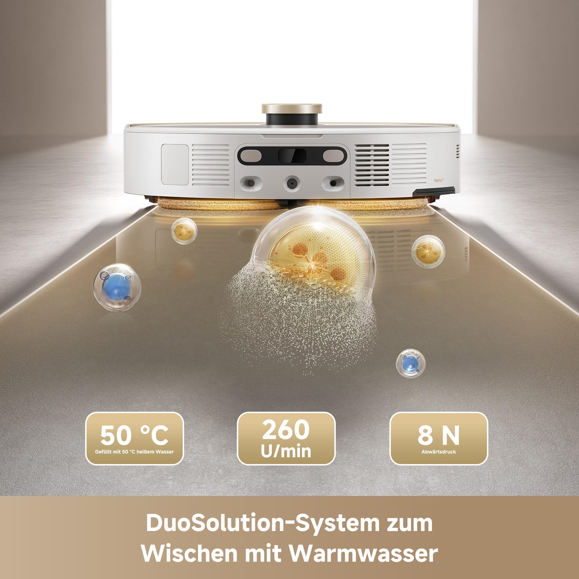 Saugroboter V50 Ultra Complete 24.000 Pa Saugkraft Warmwasser-Wischen FlexiRise-Navigation StepMaster Hindernisumfahrung JetSpray-Dryboard Weiß