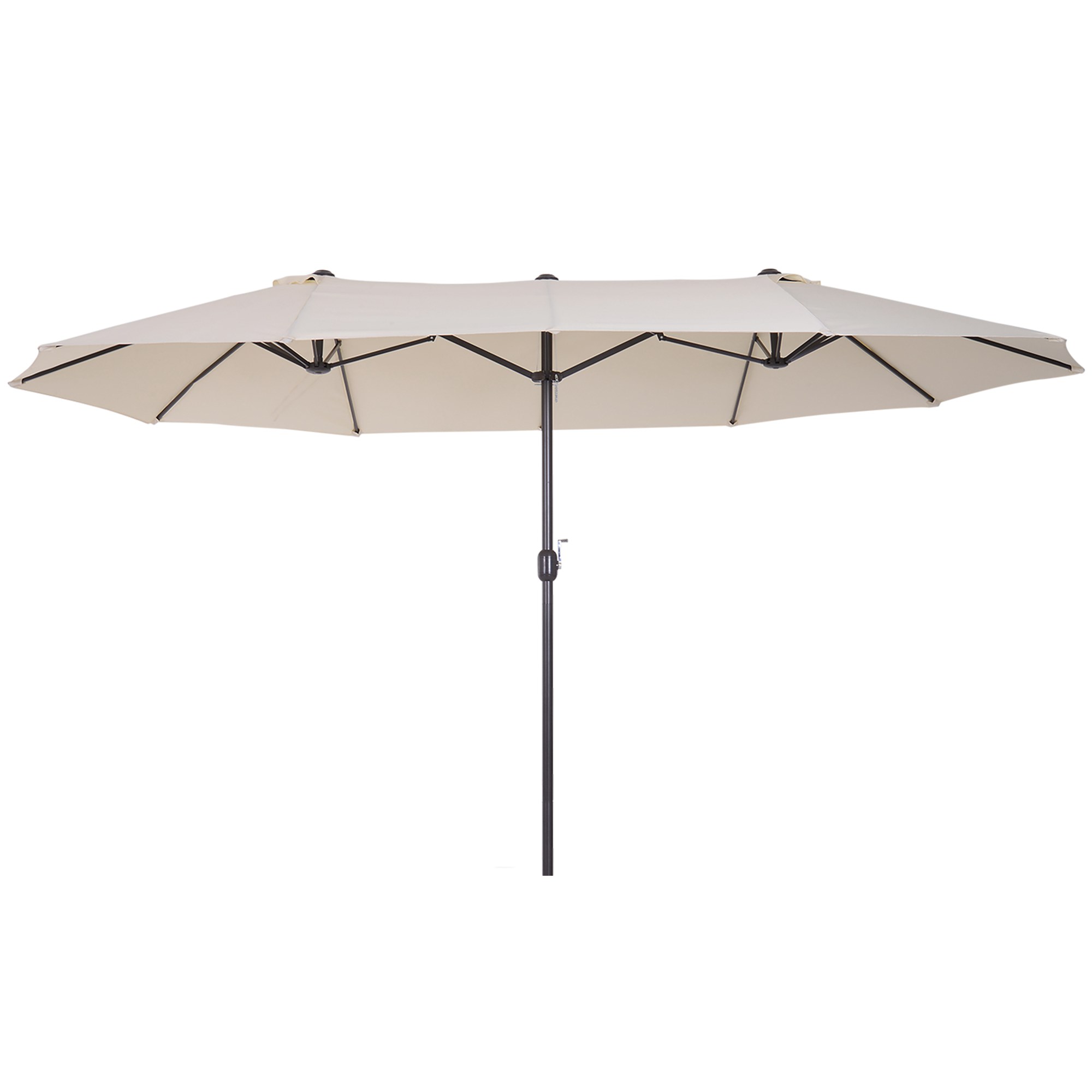 Outsunny XXL Sonnenschirm mit Handkurbel wetterbeständig 455 cm x 270 cm x 240 cm Stahl Polyester Beige