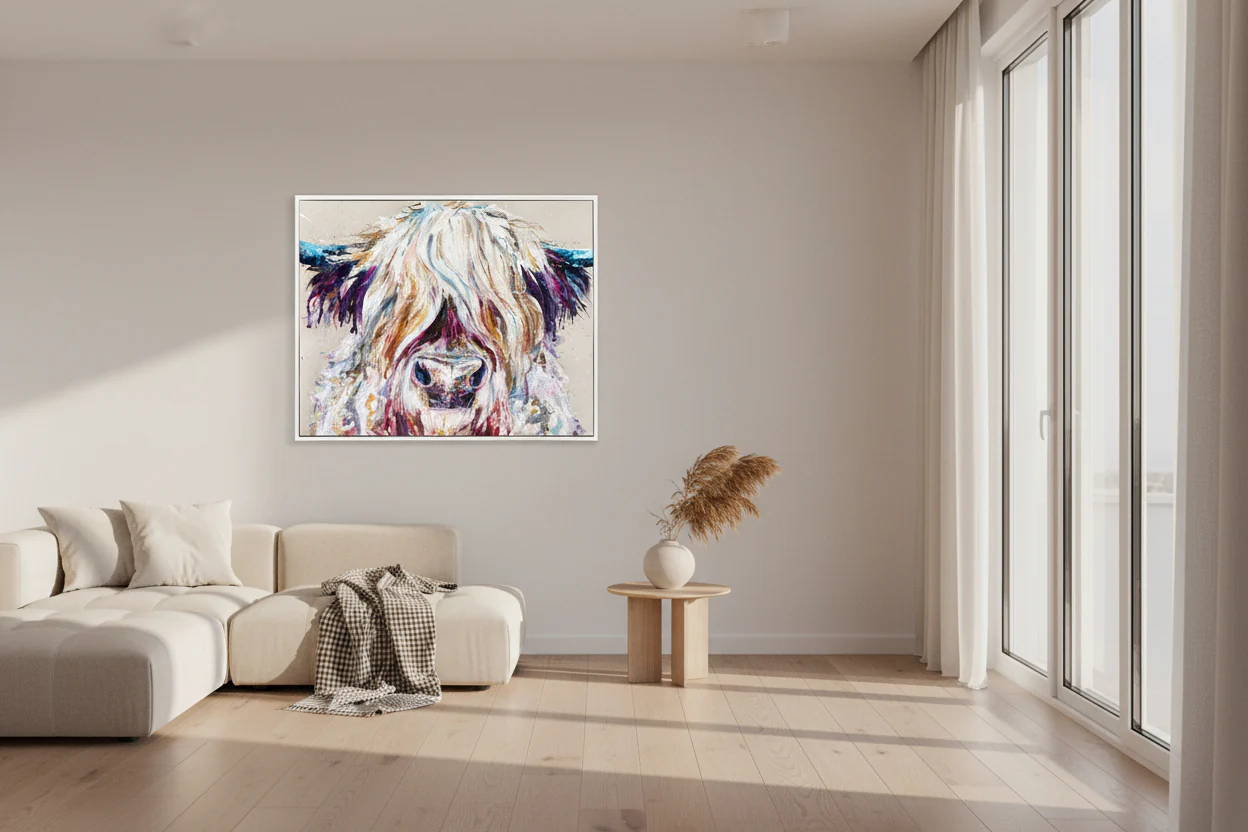 Boris �C Highland Cattle Framed Canvas Print by Nicola Jane Rowles