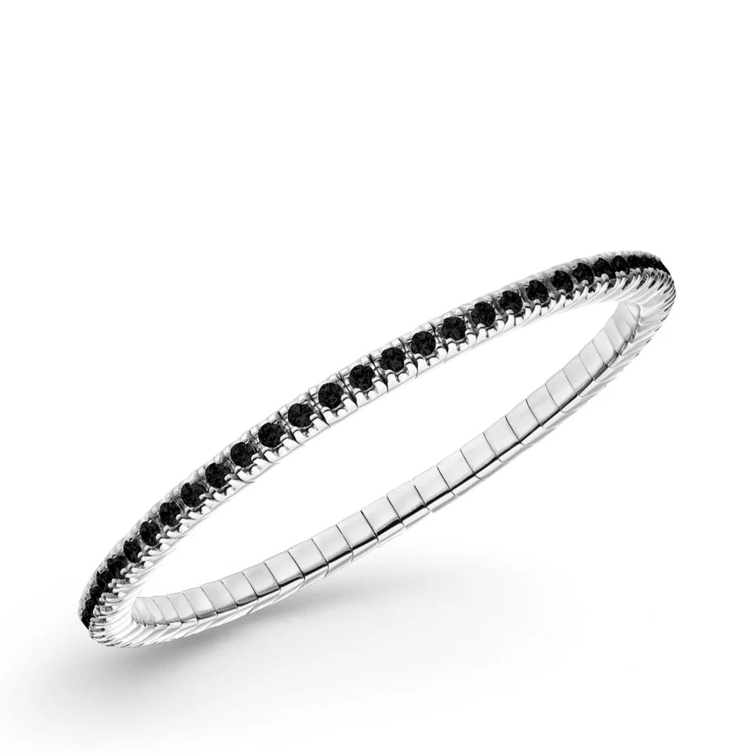 Bracciale tennis Luis&Freya in argento elastico 19,5cm con zirconi neri 2,5mm