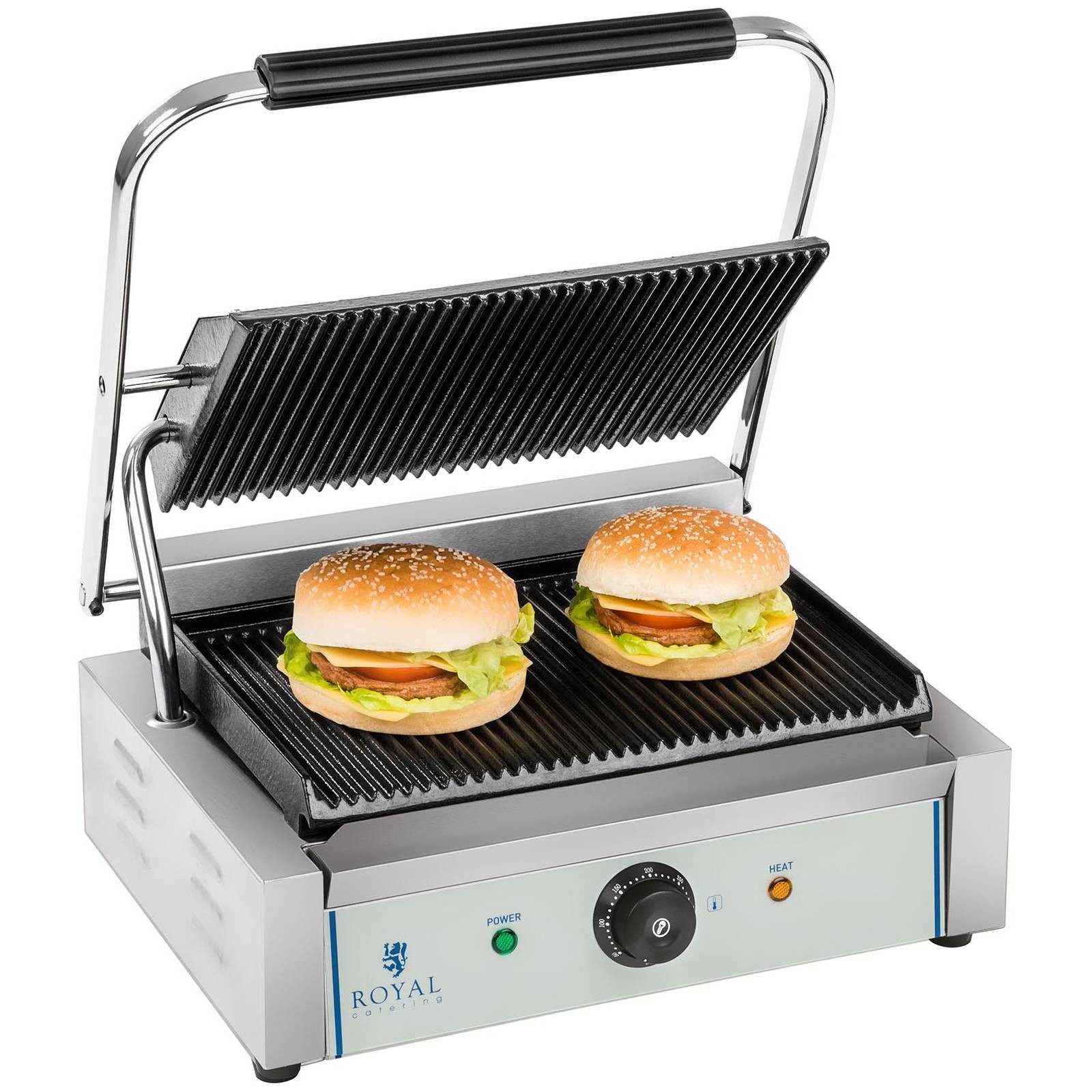 Kontaktgrill Tischgrill Elektrogrill Panini Grill Sandwich Maker geriffelt 2200W