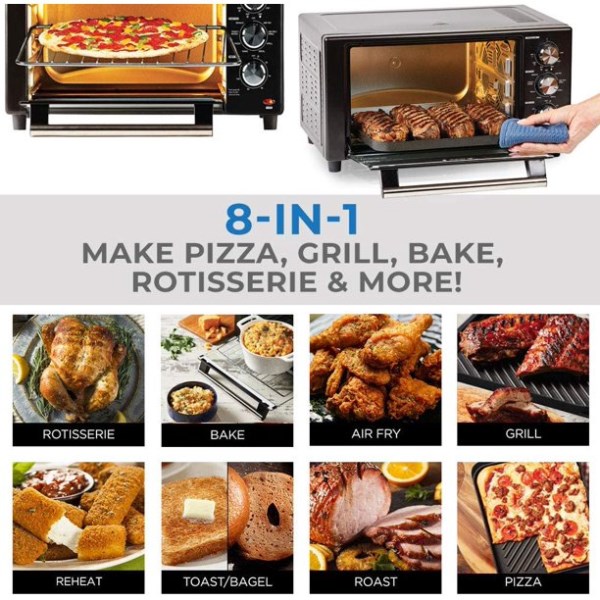 PowerXL Air Fryer Grill 8 in 1 Roast, Bake, Rotisserie, Electric Indoor Grill (Deluxe 8 Piece Accessory Pack)