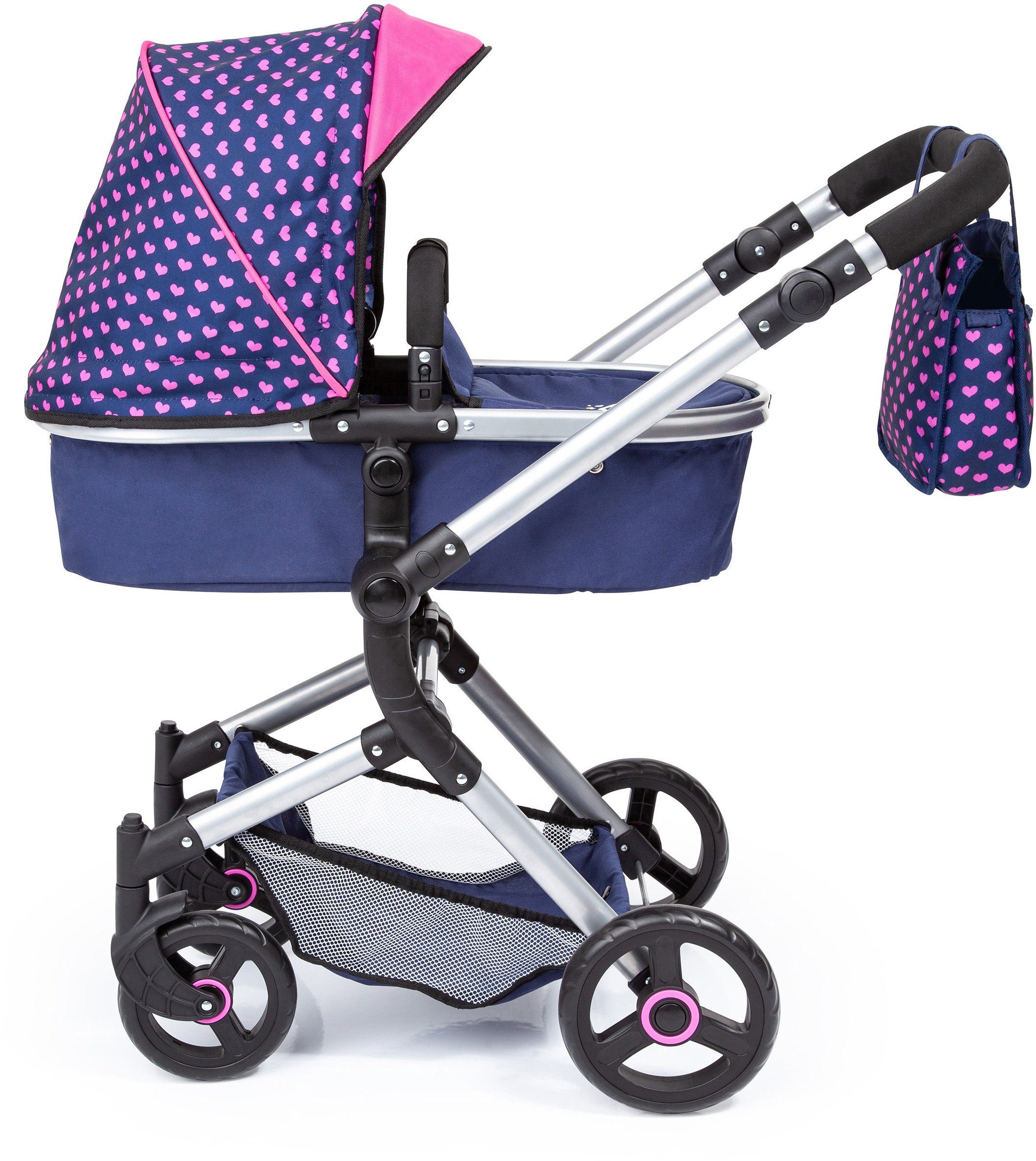 Kombi-Puppenwagen Vario, Blau/Pink