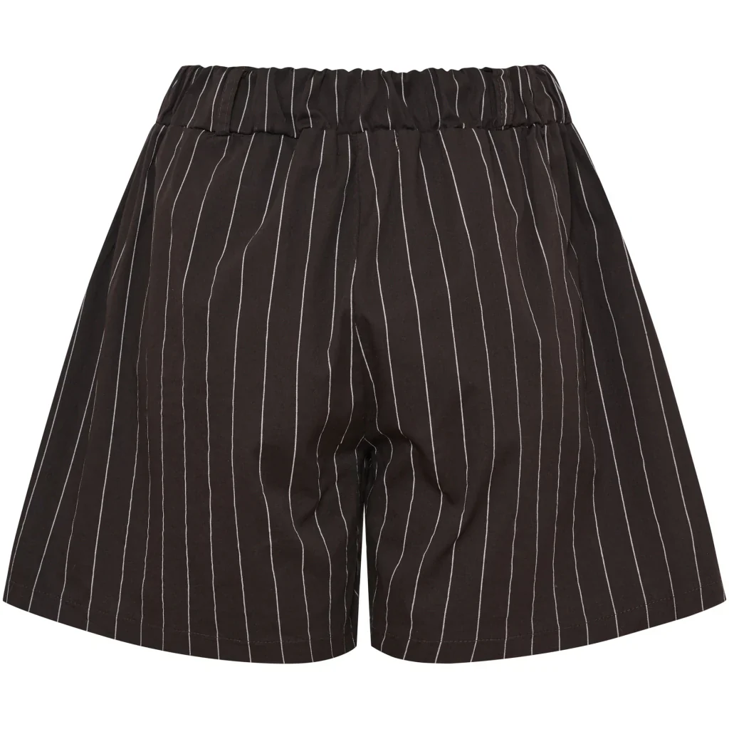 Pinstripe High-Waist Shorts �C Brown | Women's Luxury Cotton Shorts