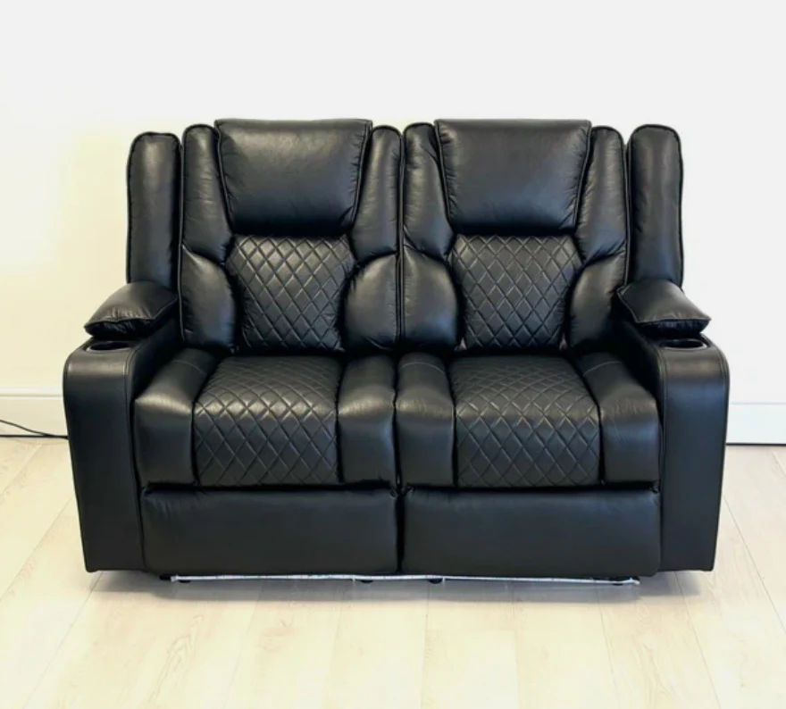 Electric Recliner Sofa Black Roma 3 Seater Recliner Sofa & 2 Seater Recliner Sofa