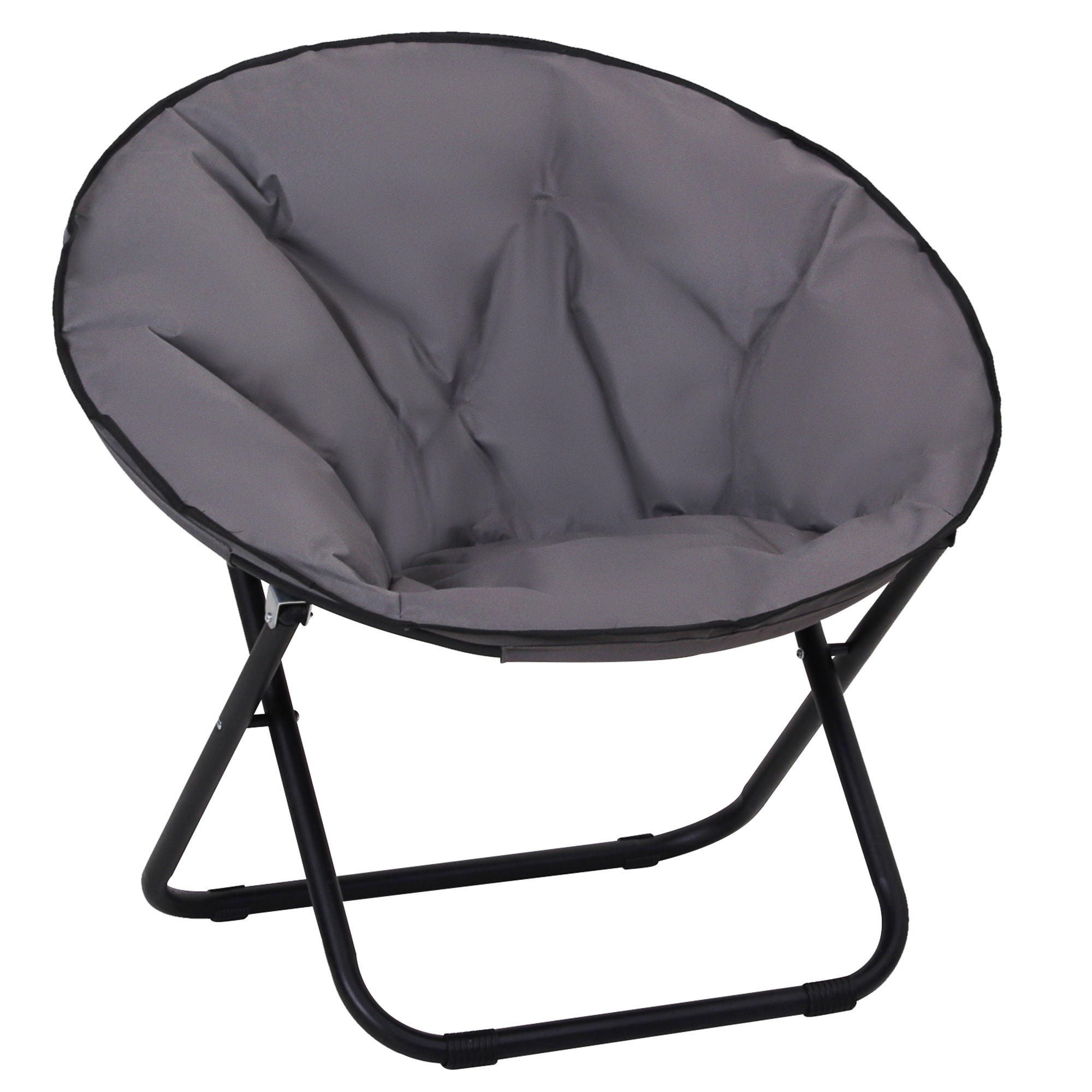 Outsunny Campingstuhl Faltbar Campingsessel mit Lehne, Klappstuhl bis 120kg, gepolstert Moonchair Extra Breit, Faltsessel Outdoor Stuhl für Garten, Balkon, Camping, Grau