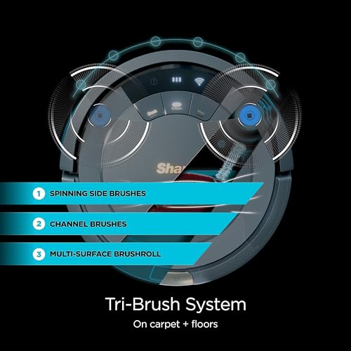 Shark AV753 ION Robot Vacuum, Tri Brush System, Wifi Connected, 120 Min Runtime, Works with Alexa, Multi Surface Cleaning, Grey