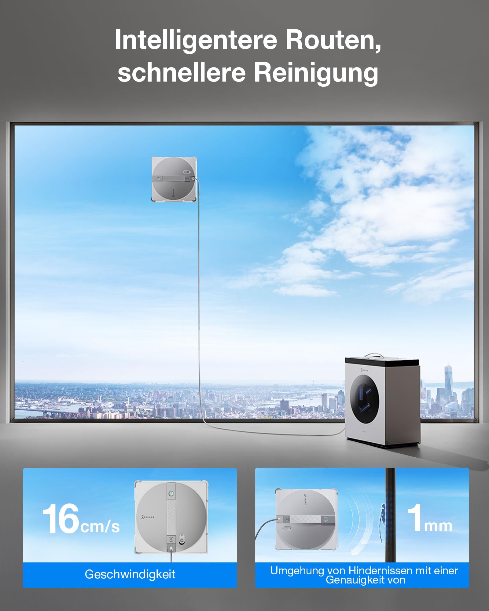 Fensterputzroboter W3 OMNI mit Multifunktionsstation, automatischer Wischpad-Reinigung und App-Steuerung