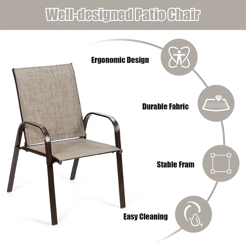 Costway 4PCS Patio Chairs Garden Deck Yard with Armrest - See Details