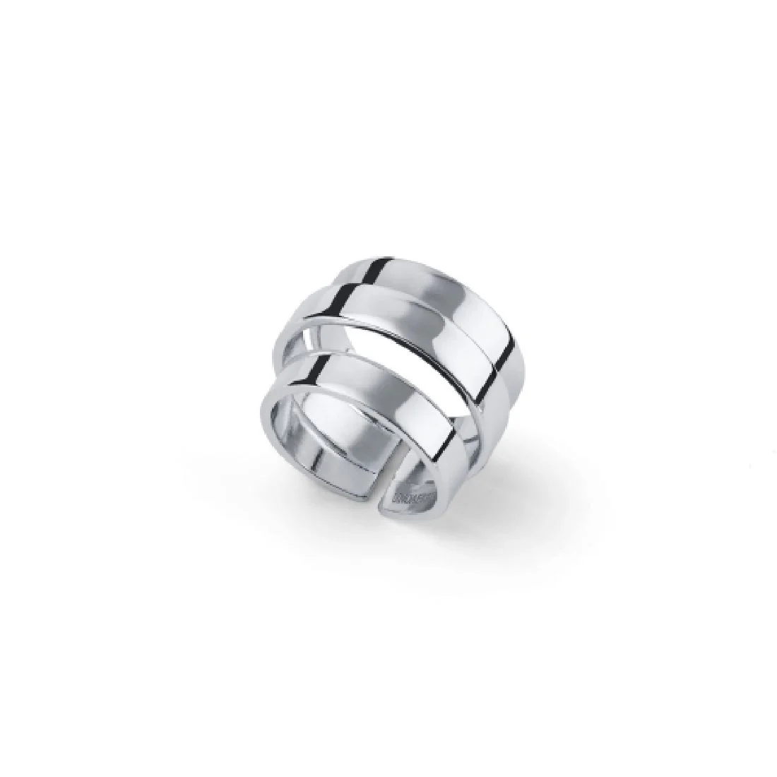 Anello Unoaerre argentato a fascia a tre file 2666