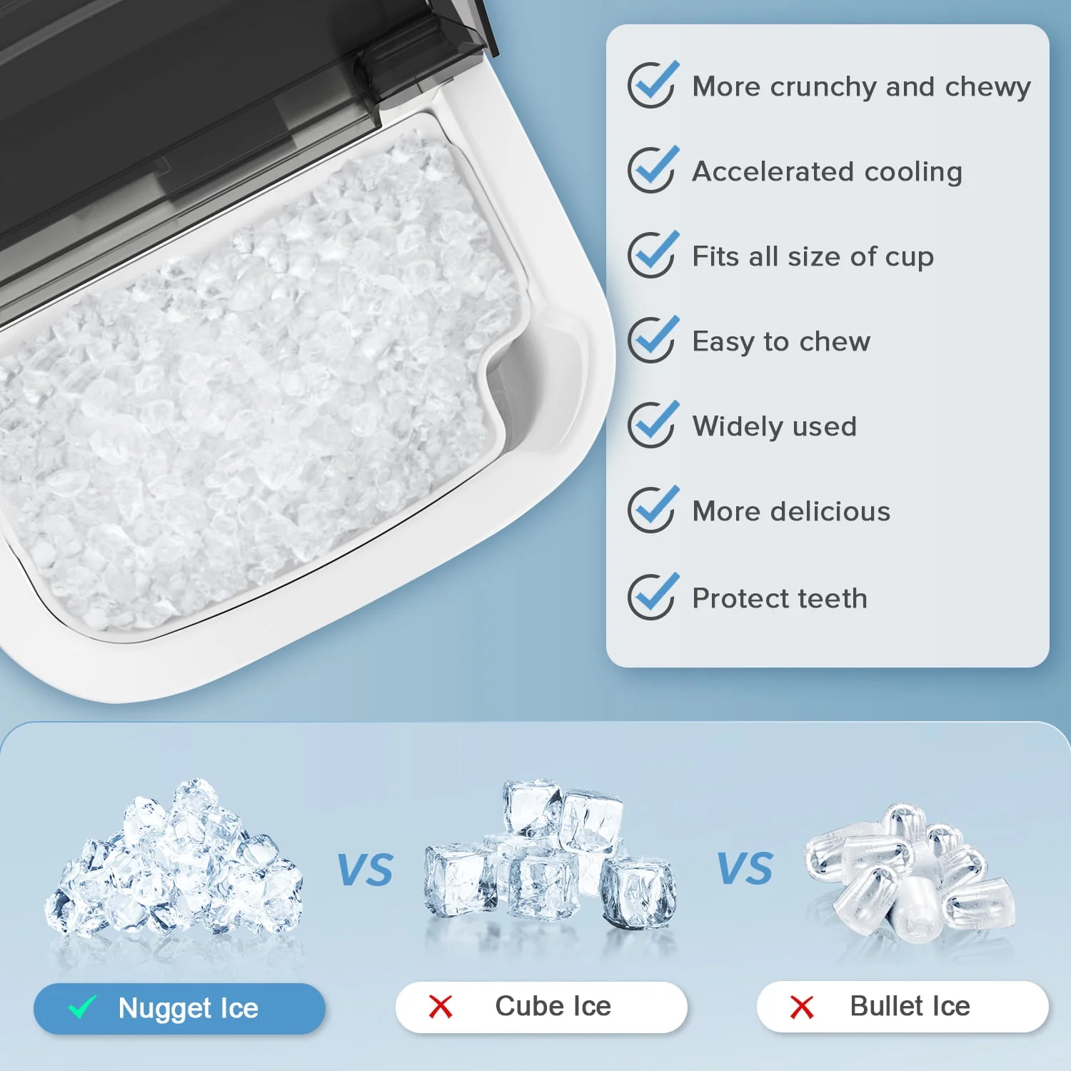 Auseo Nugget Ice Maker Countertop,  Ready in 6 Mins ,35Lbs Each  day with Self-Cleaning,Portable Sonic  Ice Machine  for Home/Office/Bar, Black