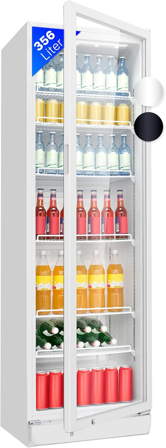 Bomann K��hlschrank mit Glast��r | Getr?nkek��hlschrank abschlie?bar | 6 h?henverstellbare Ablagen | 30kg je Ablage | 347 Liter | K��hlschrank gro? | Flaschenk��hlschrank m. LED-Licht | KSG 7351 schwarz