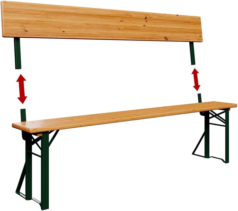 Casaria Set Mobili Stile Birreria 2X Panche da Sagra con Schienale 1x Tavolo 170x70x75 cm Salottino Esterno Feste Giardino