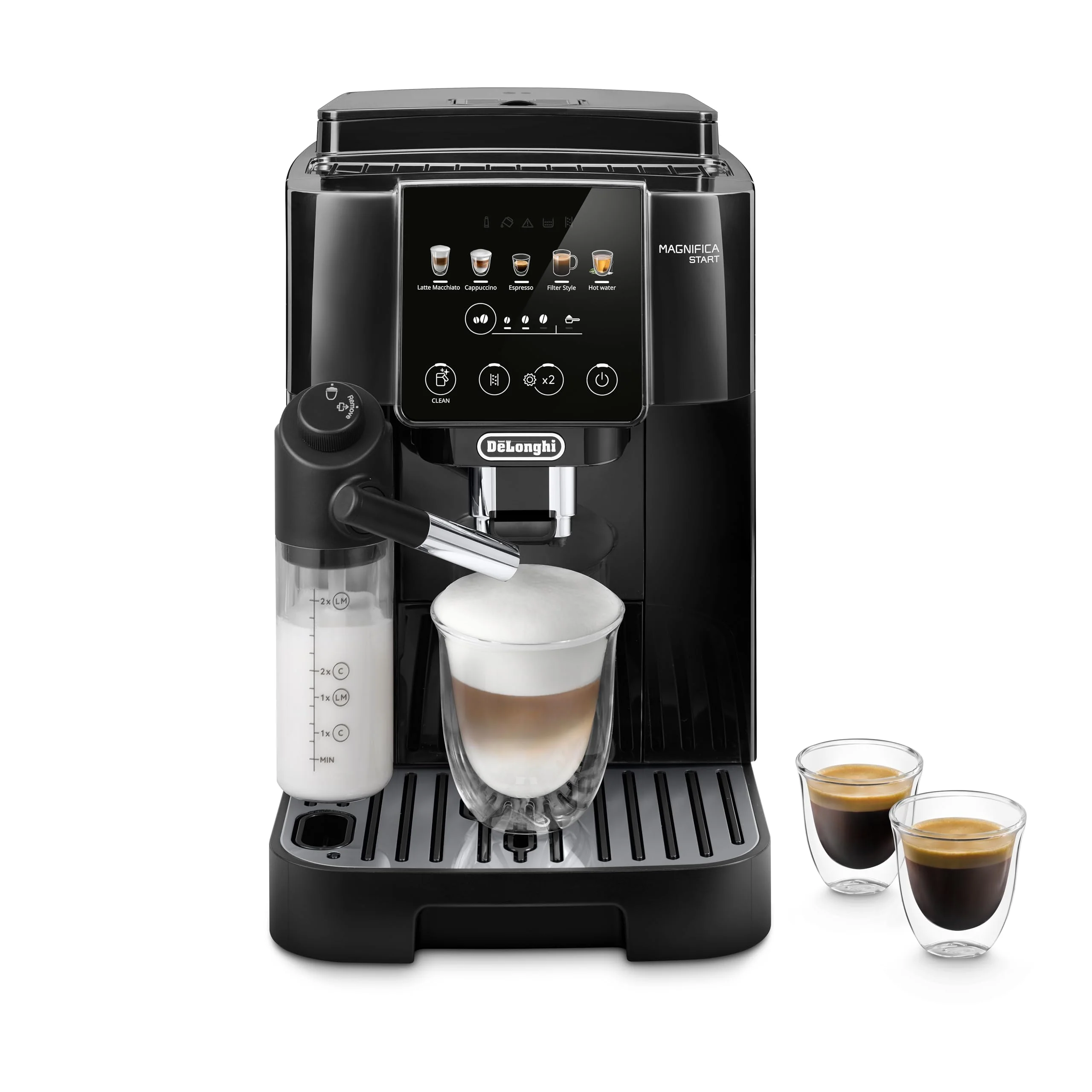 De'Longhi Magnifica S ECAM 22.110.B Kaffeevollautomat mit Milchaufschäumdüse für Cappuccino, mit Espresso Direktwahltasten und Drehregler, 2-Tassen-Funktion, 1,8 Liter Wassertank, Schwarz/Silber