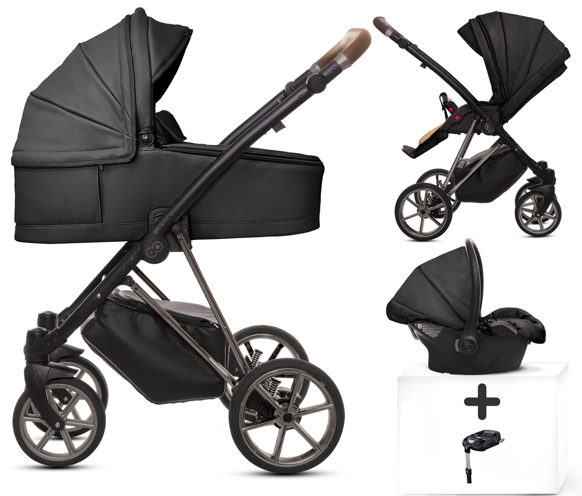 Kombi-Kinderwagen 4 in 1 Musse Royal, Baby Buggy Babywanne Autositz Isofix Basis