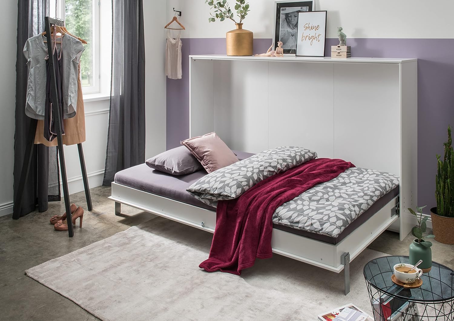 Klappbett Juist – Schrankbett in Eiche San Remo oder Weiß, Made in Germany, TÜV-geprüft, in 90x200 cm, 120x200 cm und 140x200 cm, Jugendbett oder Gästebett (140 x 200 cm in Weiß)