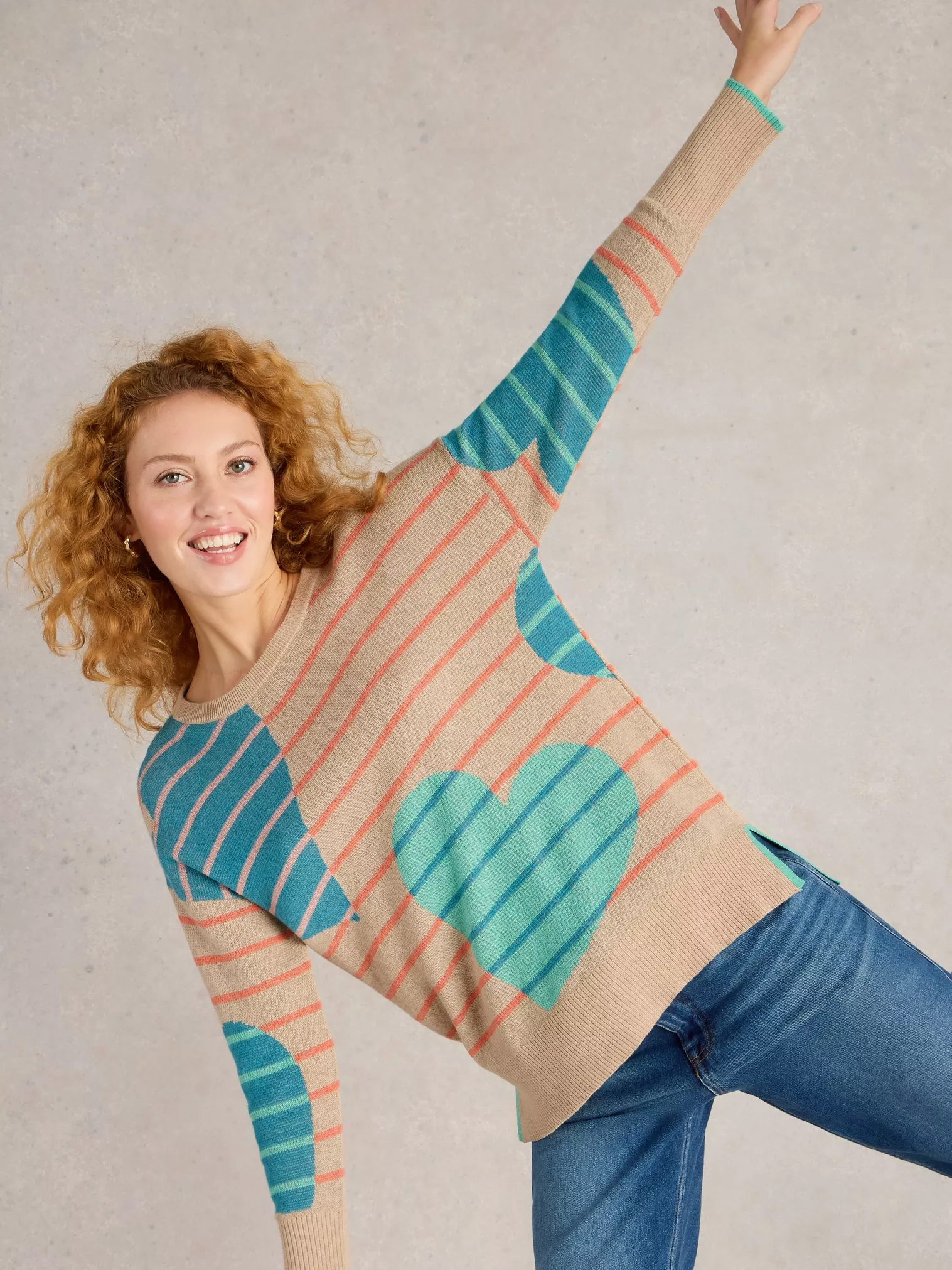 White Stuff Olive Heart Jumper