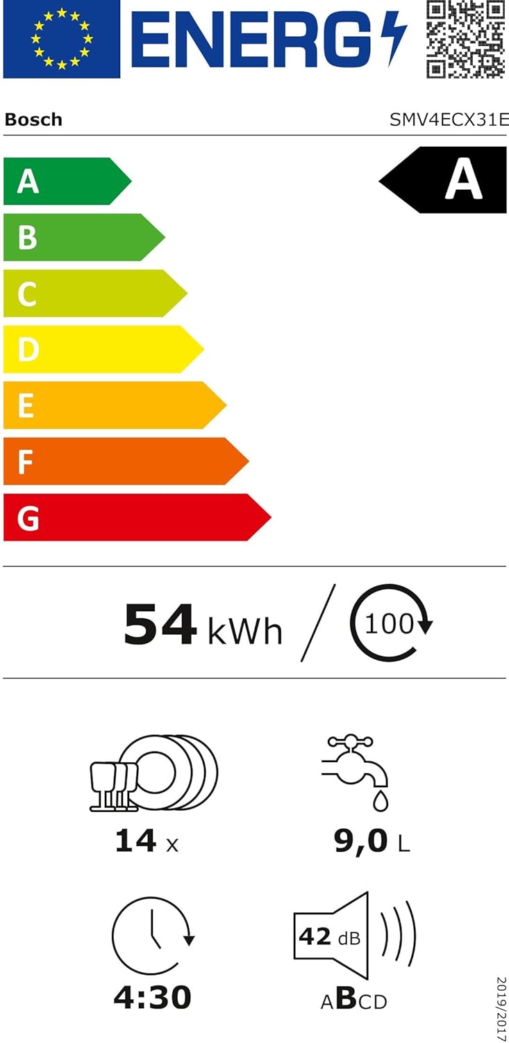Bosch Elettrodomestici SMV2HVX02E Serie 2, Lavastoviglie da incasso a scomparsa totale, Home Connect, Diagnostica da remoto, Assistente al lavaggio, Programma Preferito, InfoLight, 3 cestello, 60 cm