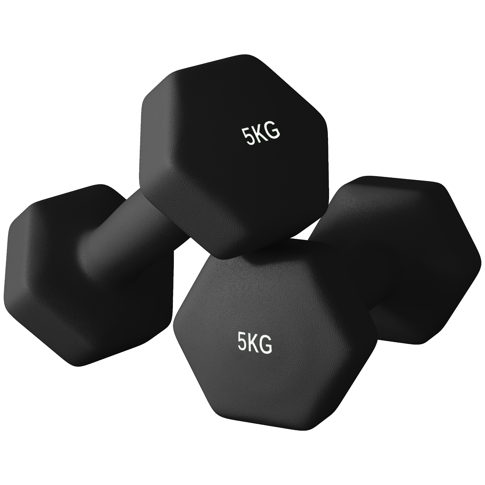 SPORTNOW Set mit 2 sechseckigen Hanteln mit rutschfesten Griffen für das Training zu Hause, 2 x 5 kg, schwarz