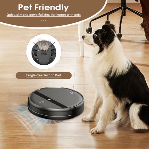 Robot Vacuum and Mop Combo,Powerful Suction, Wi Fi/App/Remote,2 in 1 Mopping Robot Vacuum Cleaner,Dustbin and Watertank, Self Charging,Ideal for Pet Hair,Hard Floors and Low Pile Carpet,Dark Gray