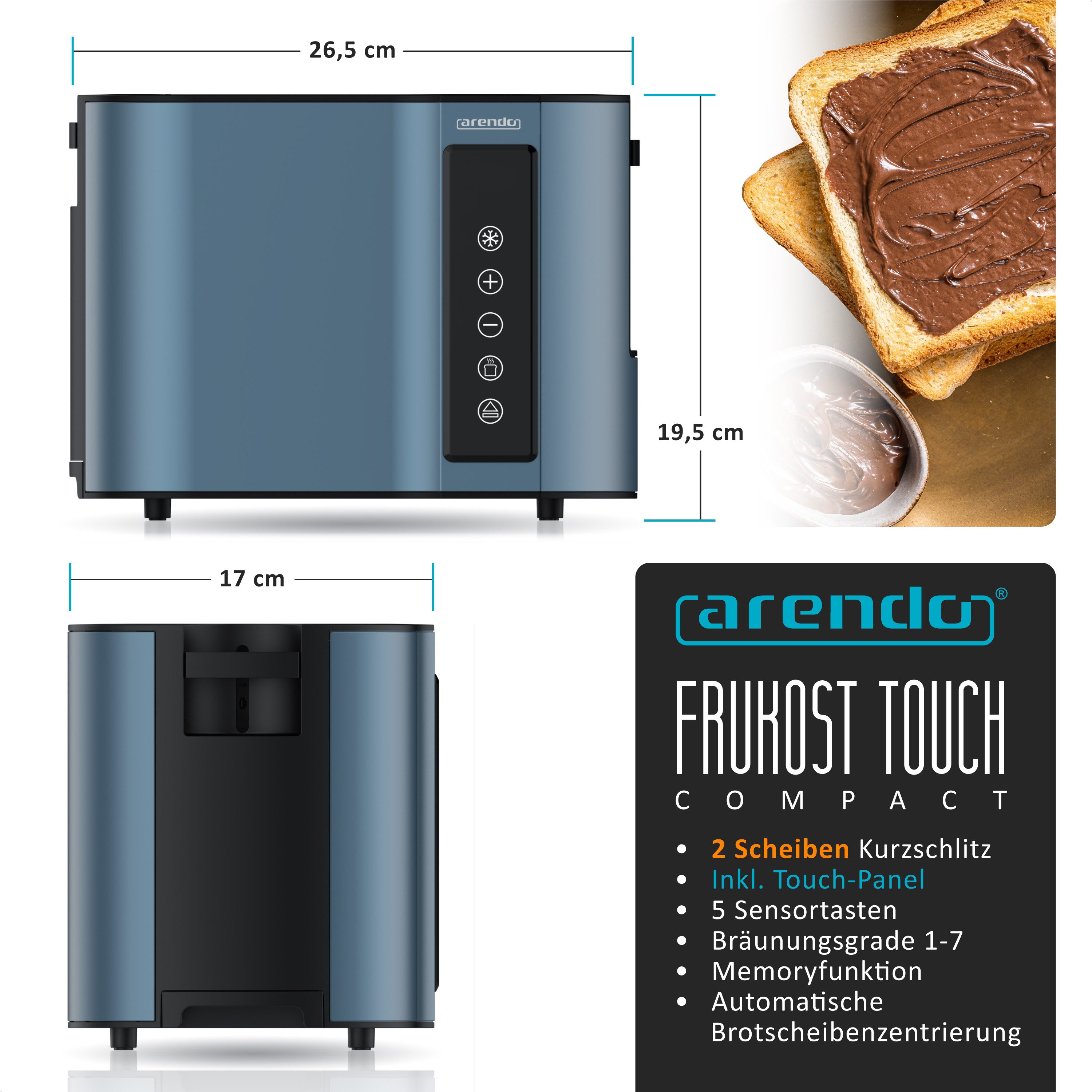 Toaster Wärmeisoliertes Doppelwandgehäuse, Display mit Restzeitanzeige