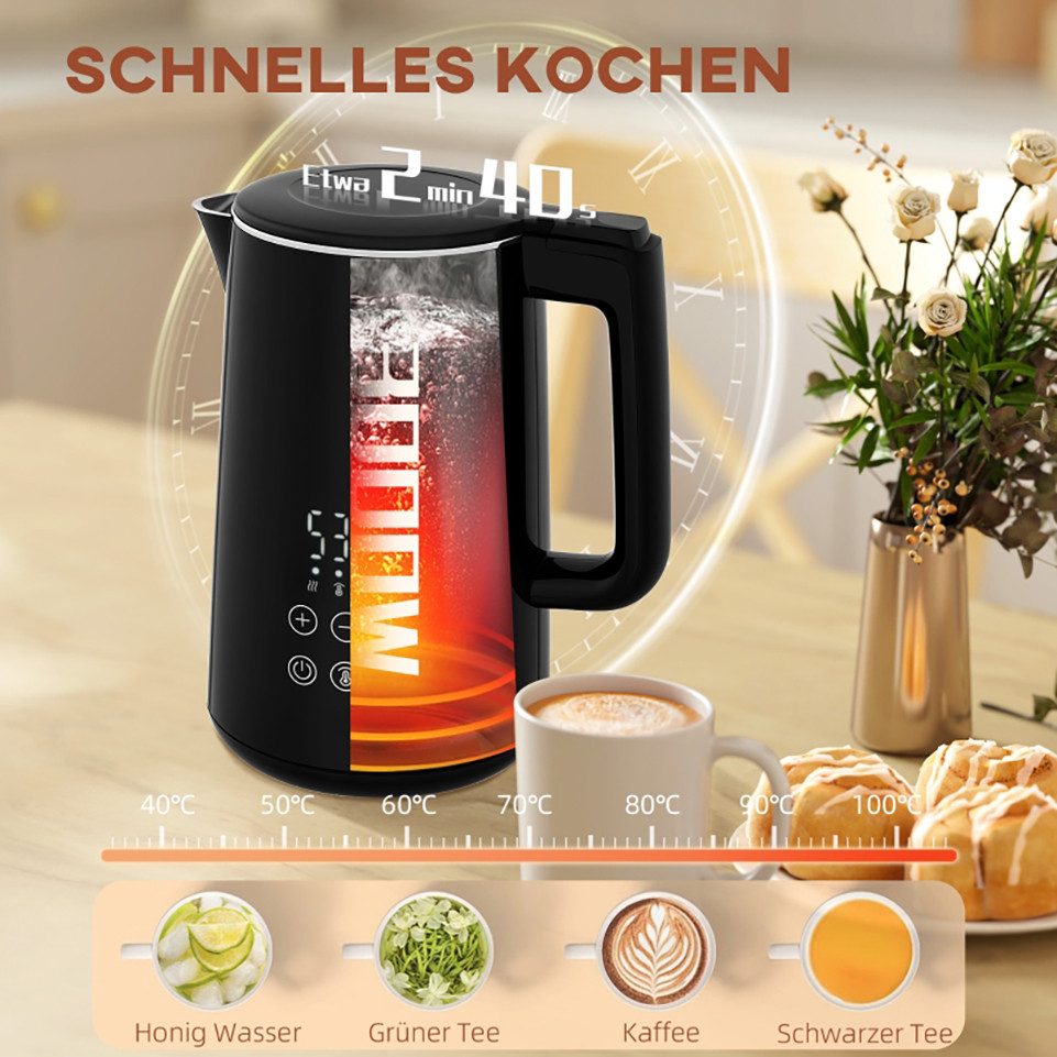 Wasserkocher Wasserkocher & Toaster Set 1,5L, 2 Scheiben, 7 Bräunungsstufen