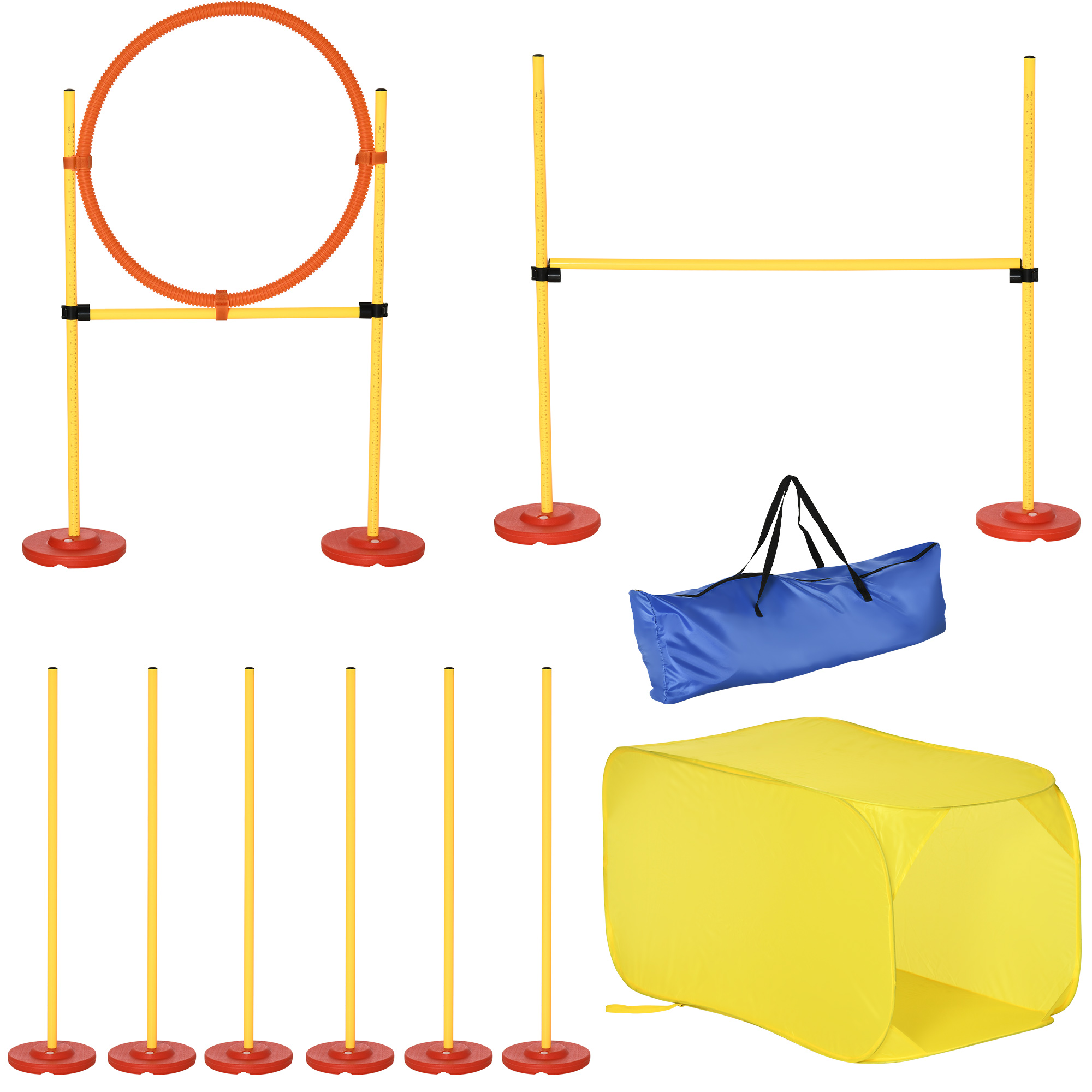 Pawhut Hunde Agility-Set mit 4 Hindernissen Rot+Gelb