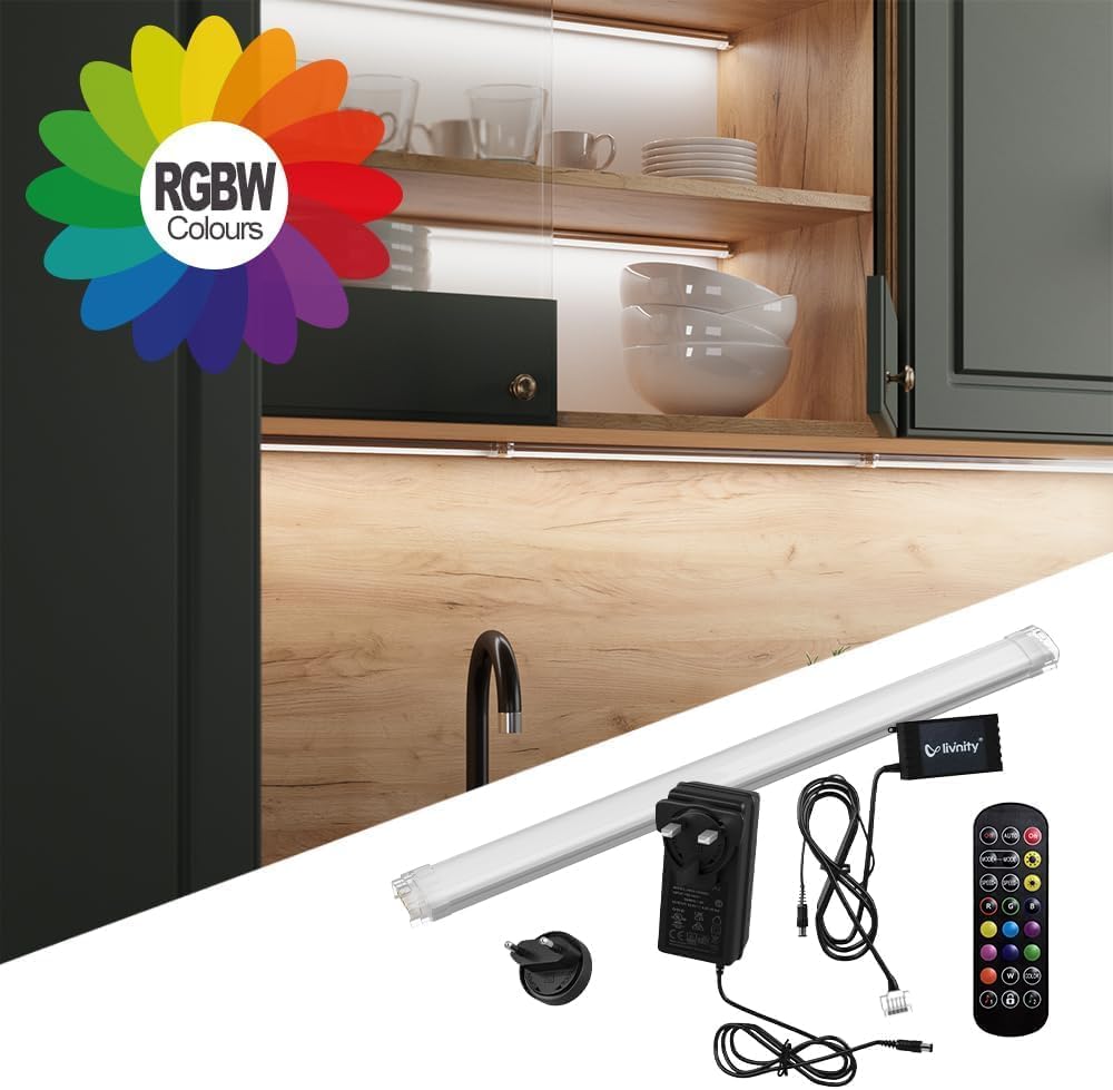 Vicco Cucina componibile Raul, Bianco, 240 cm, PL Marmo con striscia LED