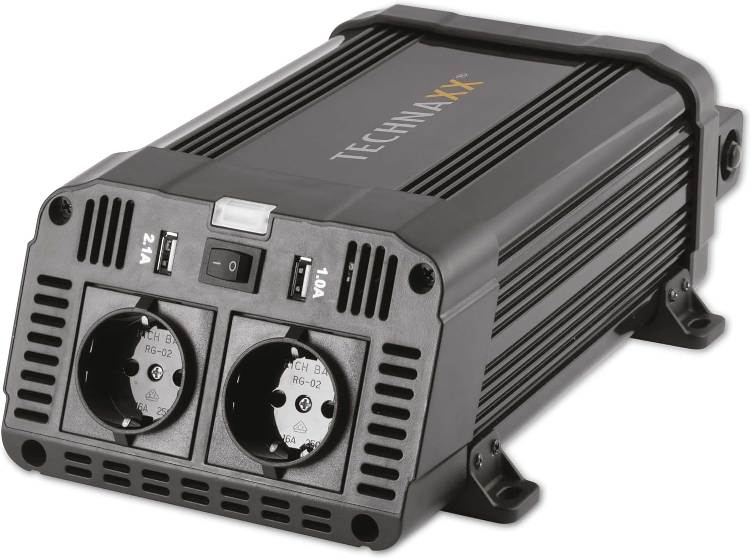 Inverter per auto Technaxx con display LC da 12V a 230V - inverter per auto con 2x presa Schuko e 2x porta USB - potenza 1200W / 2400W (picco) - convertitore di tensione TE16