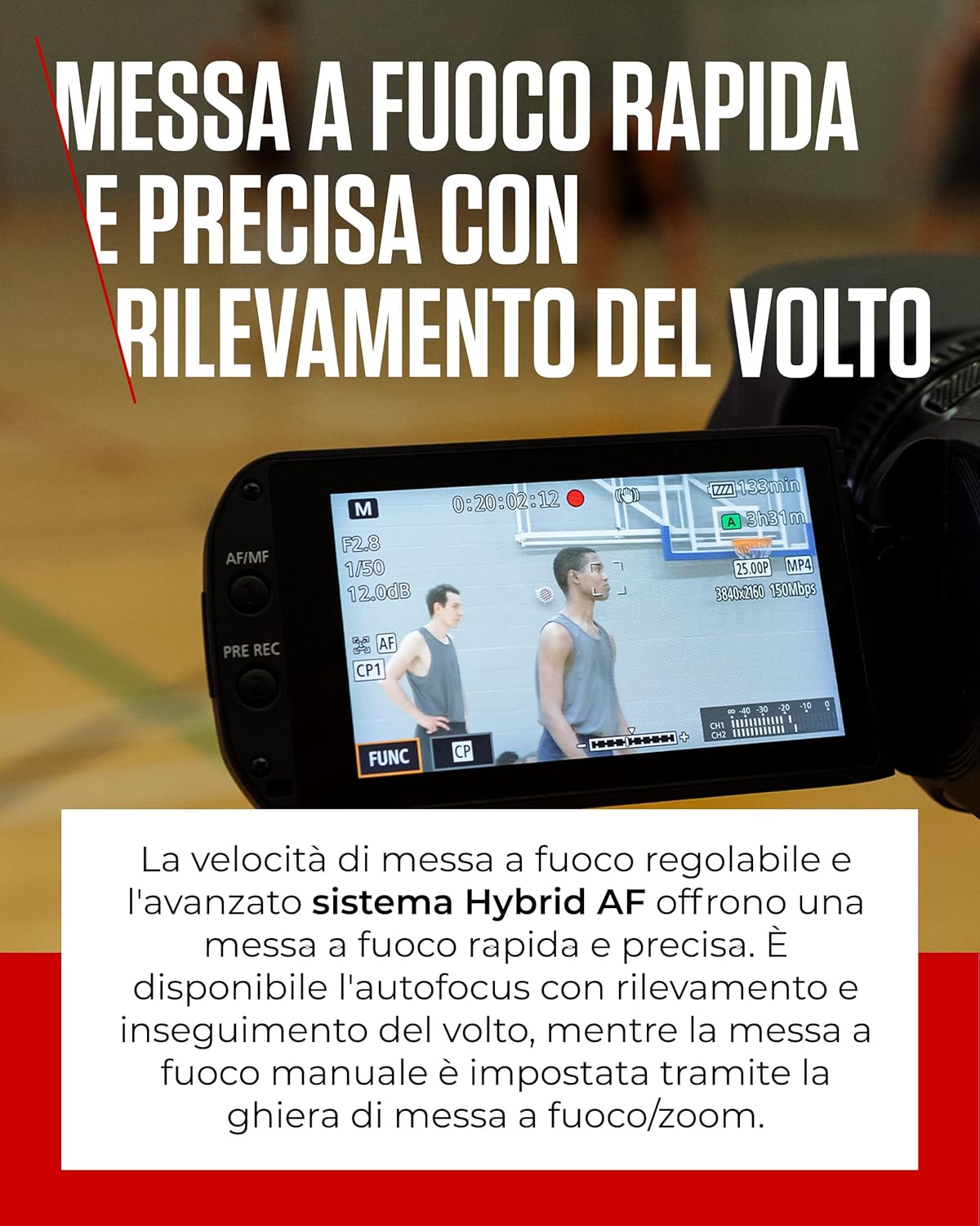 Canon XA60 - Videocamera 4K Professionale con Messa a Fuoco Automatica, Zoom Ottico 20x, Stabilizzazione a 5 Assi, Uscita HDMI e Streaming Live HD via USB-C