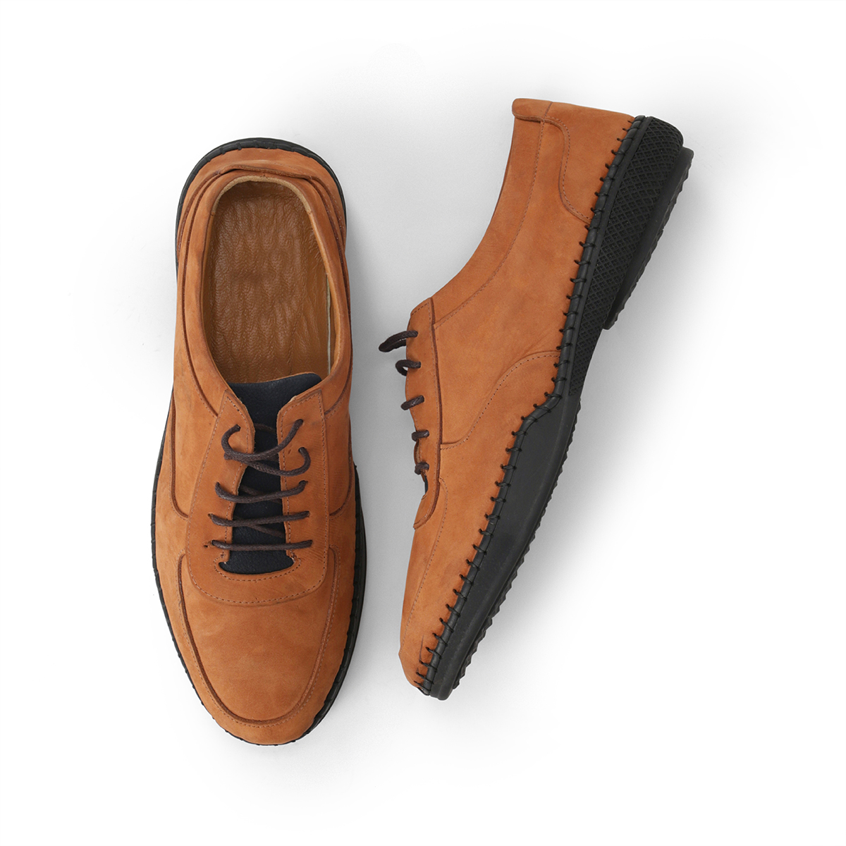 Shawn Mens Low Top Suede Brown Leather Sneakers