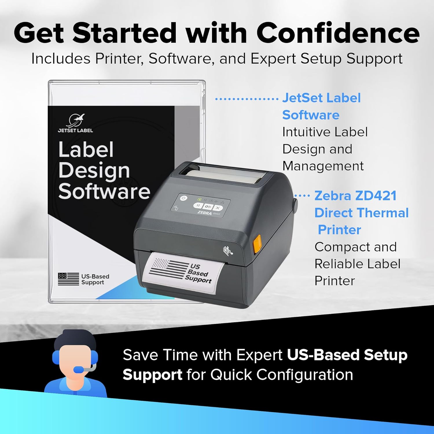 Zebra ZD421 USB Thermal Label Printer, 203 dpi, 4
