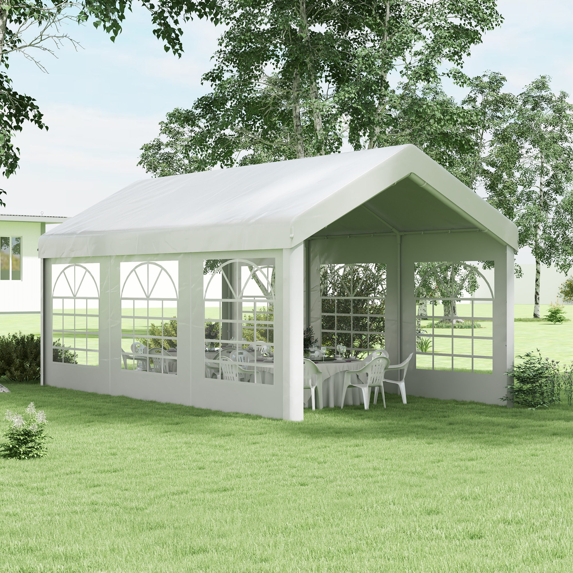 Outsunny Ersatzwand für Bierzelt oder Pavillon, wasserdicht, einfache Montage, 6 x 2 m, Weiß