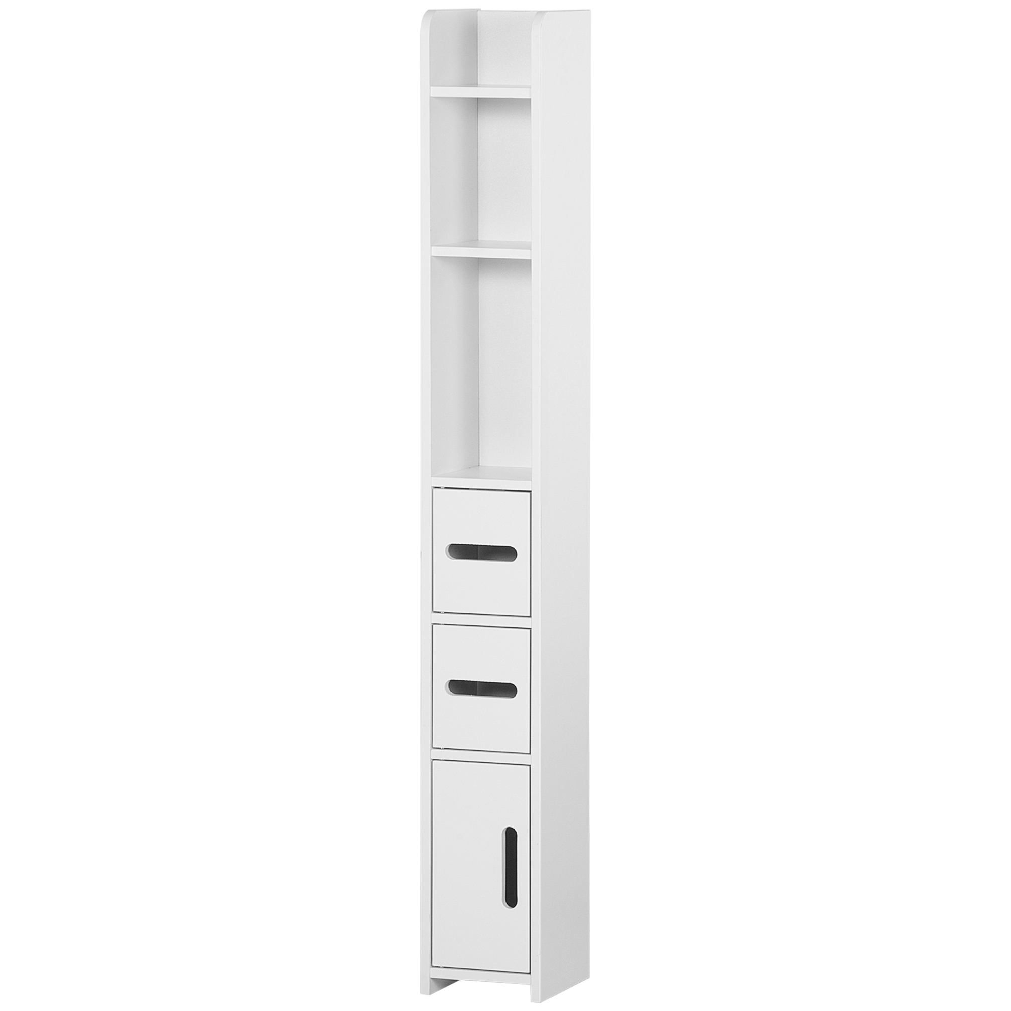 kleankin Hochschrank Badezimmerschrank Toilette mit Regalen und Schränken - 15 x 17 x 120 cm weiß