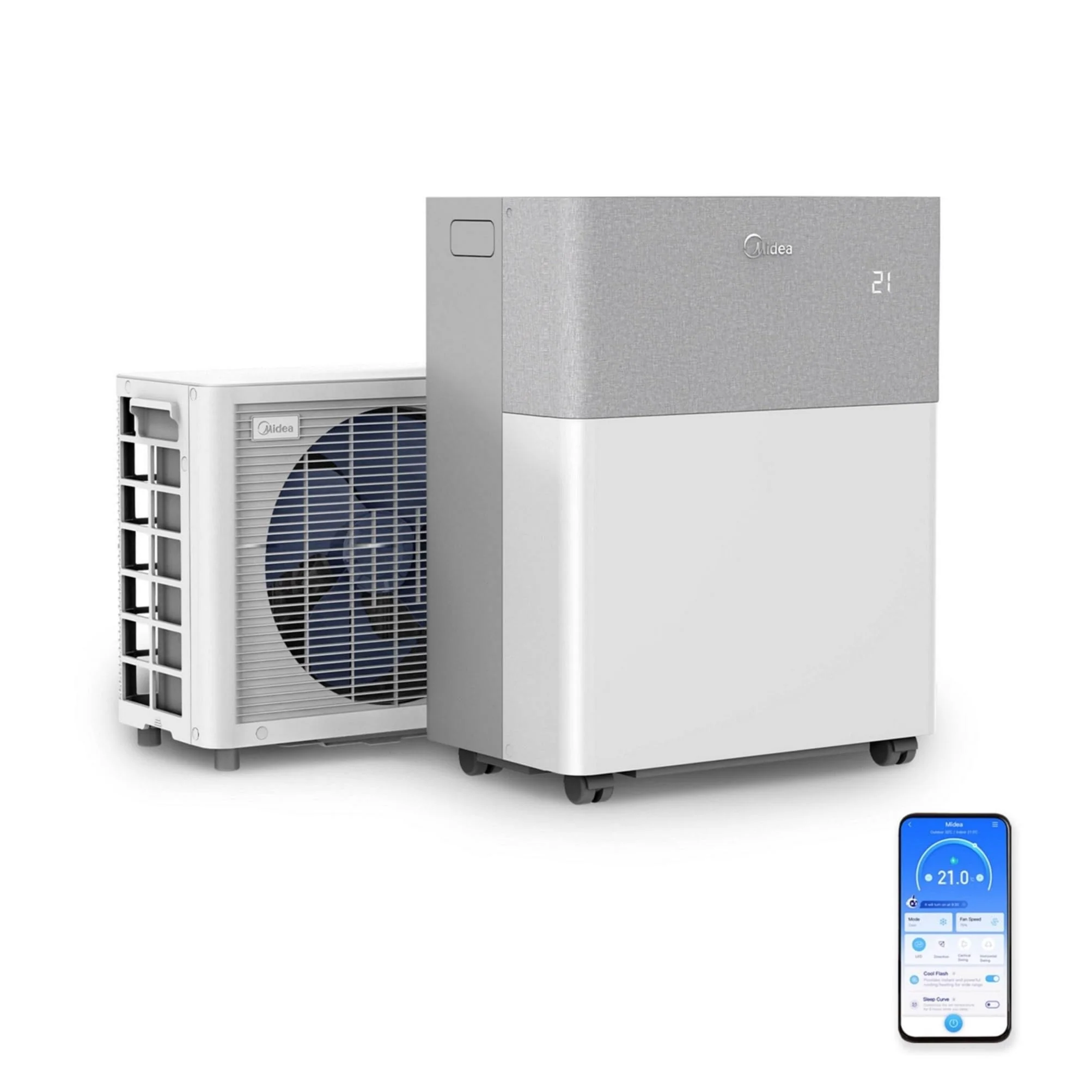 Midea PortaSplit-E Mobiles Klimagerät 12.000 BTU – Heizen & Kühlen, Inverter, App-Steuerung, Pfirsich