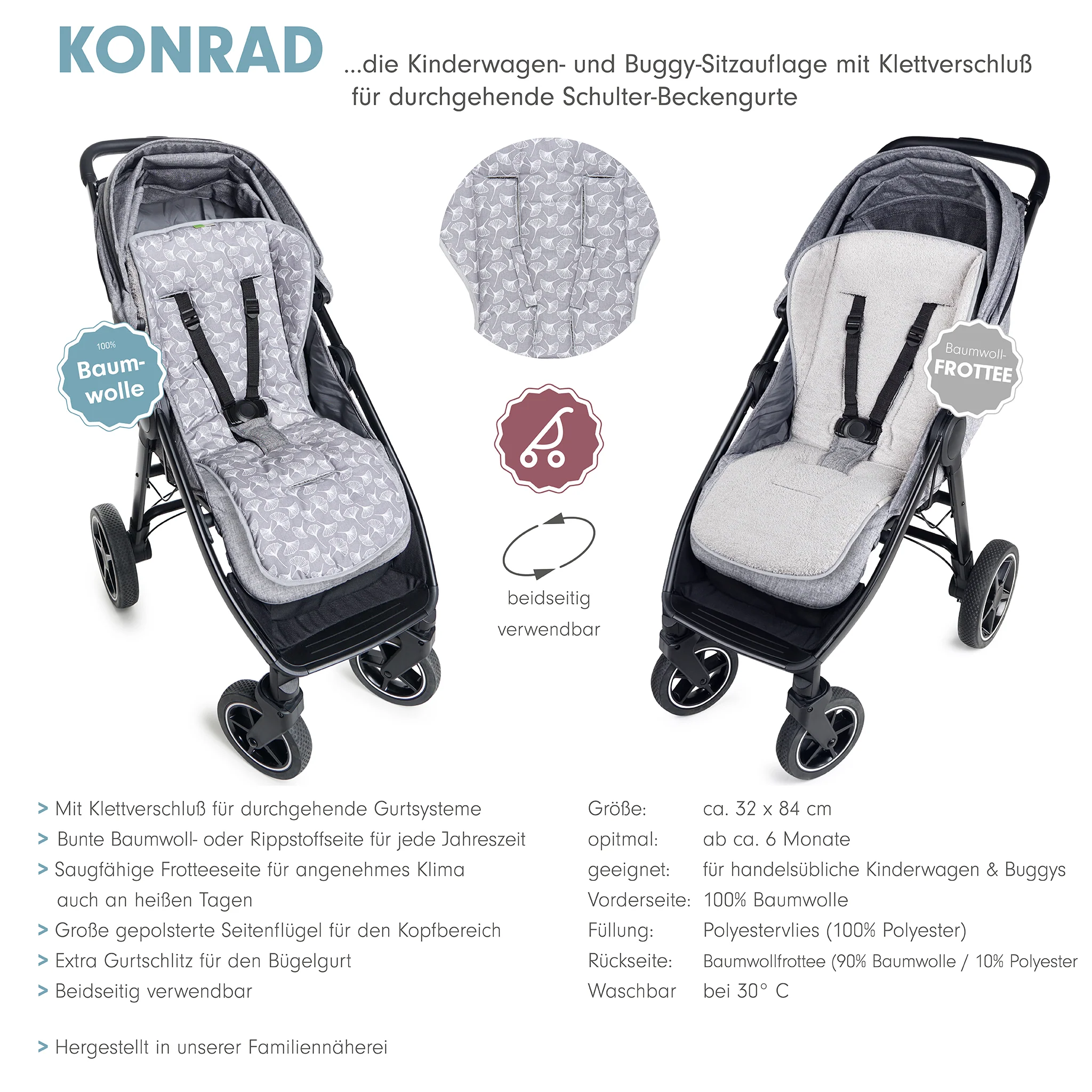 KONRAD die gro?e Buggysitzauflage mit Klett
