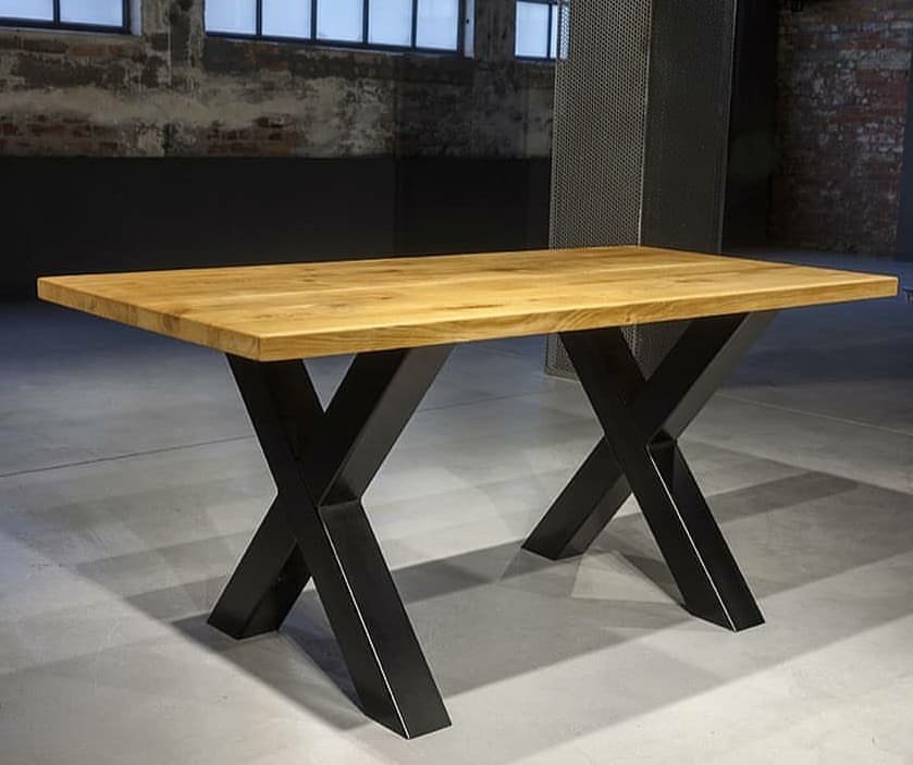 Serie UNA | Massivholztisch - Eiche - inkl. Tischbein X-Form - versch. Gren und Farben | Lnge: 160 - 300 cm | Breite: 90 -100 cm