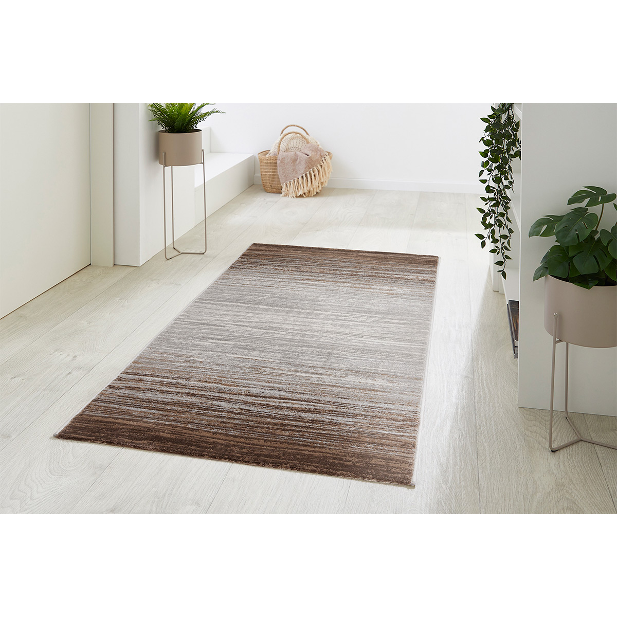 HOMCOM Kurzflor Webteppich Grau-Braun 150 x 80 x 0,9 cm