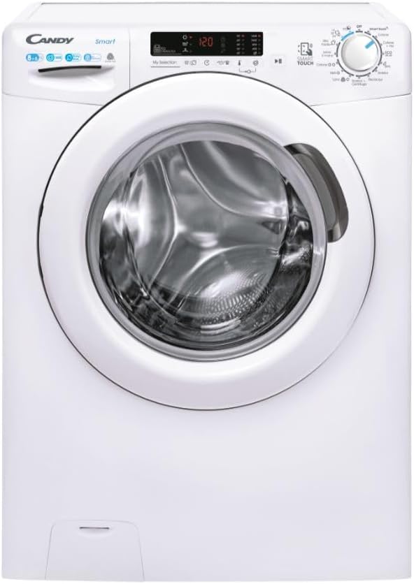 Candy Smart CSWS4852DW3/1-11, Lavasciuga a carica frontale, 8+5 KG, Classe D, 1400 giri, 79 dB, Partenza Ritardata, 16 programmi, Bianco, AxLxP 85x60x53 cm
