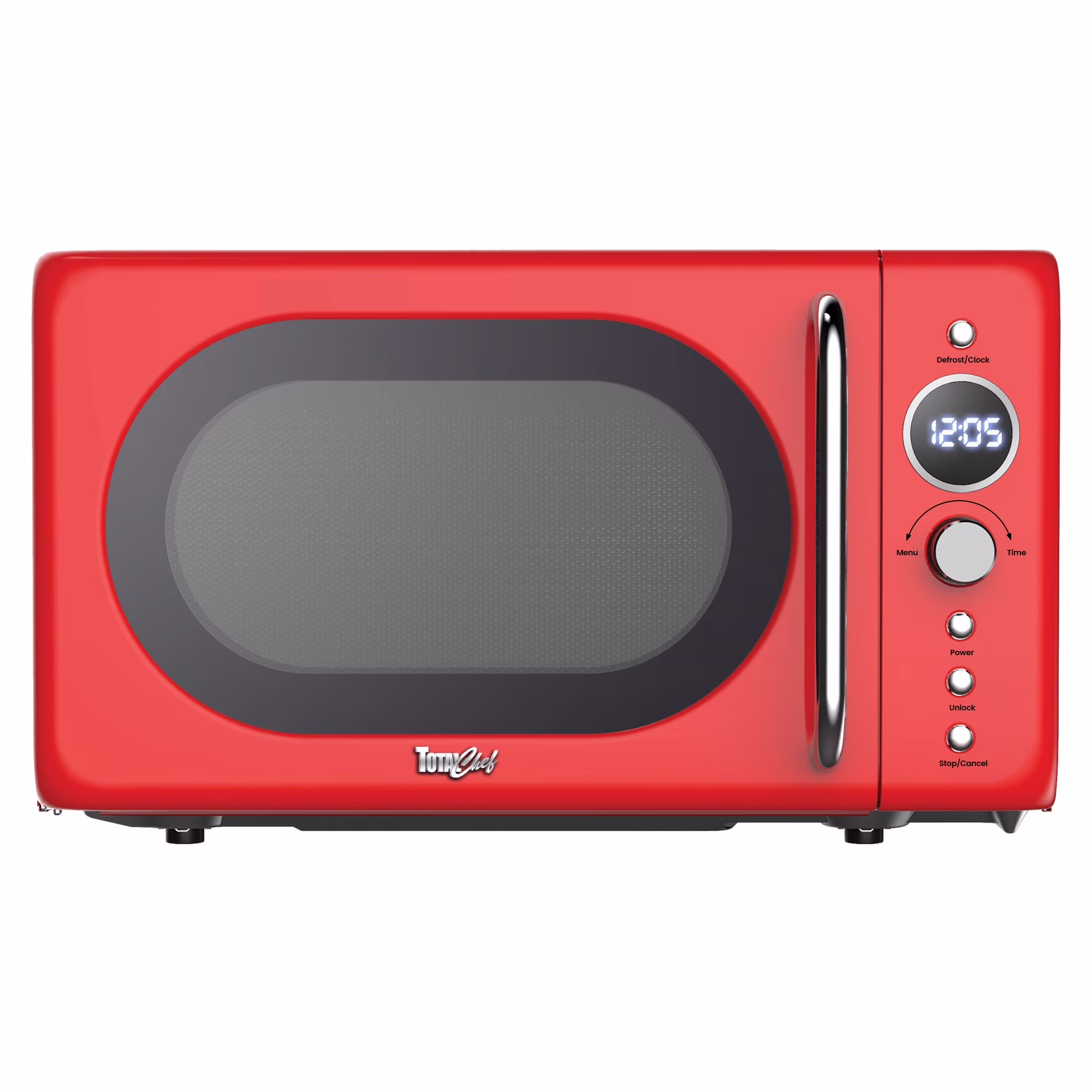 Total Chef Retro Microwave Oven, 0.7 Cu Ft, 8 Pre-Sets, 700W, Red