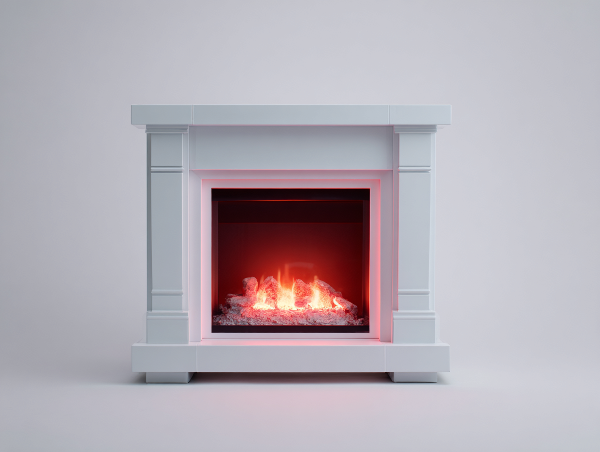 Kamin Elektrokamin MDF 110x30x100 cm - Weiß - modernes Design - für Wohnzimmer