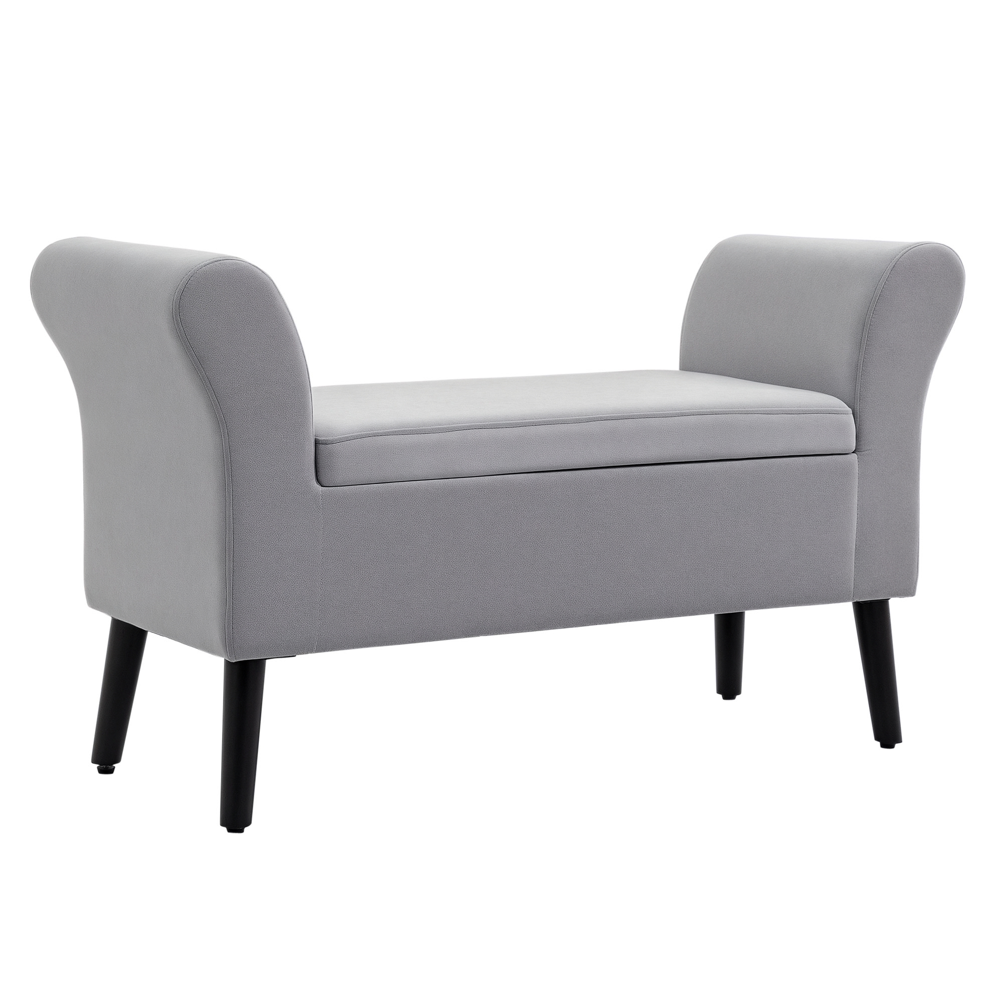 HOMCOM Polsterbank mit Stauraum, Truhenbank mit Armlehnen, 46 cm Sitzhöhe, samtartiges Polyester, 111,5 x 41 x 65 cm, Hellgrau