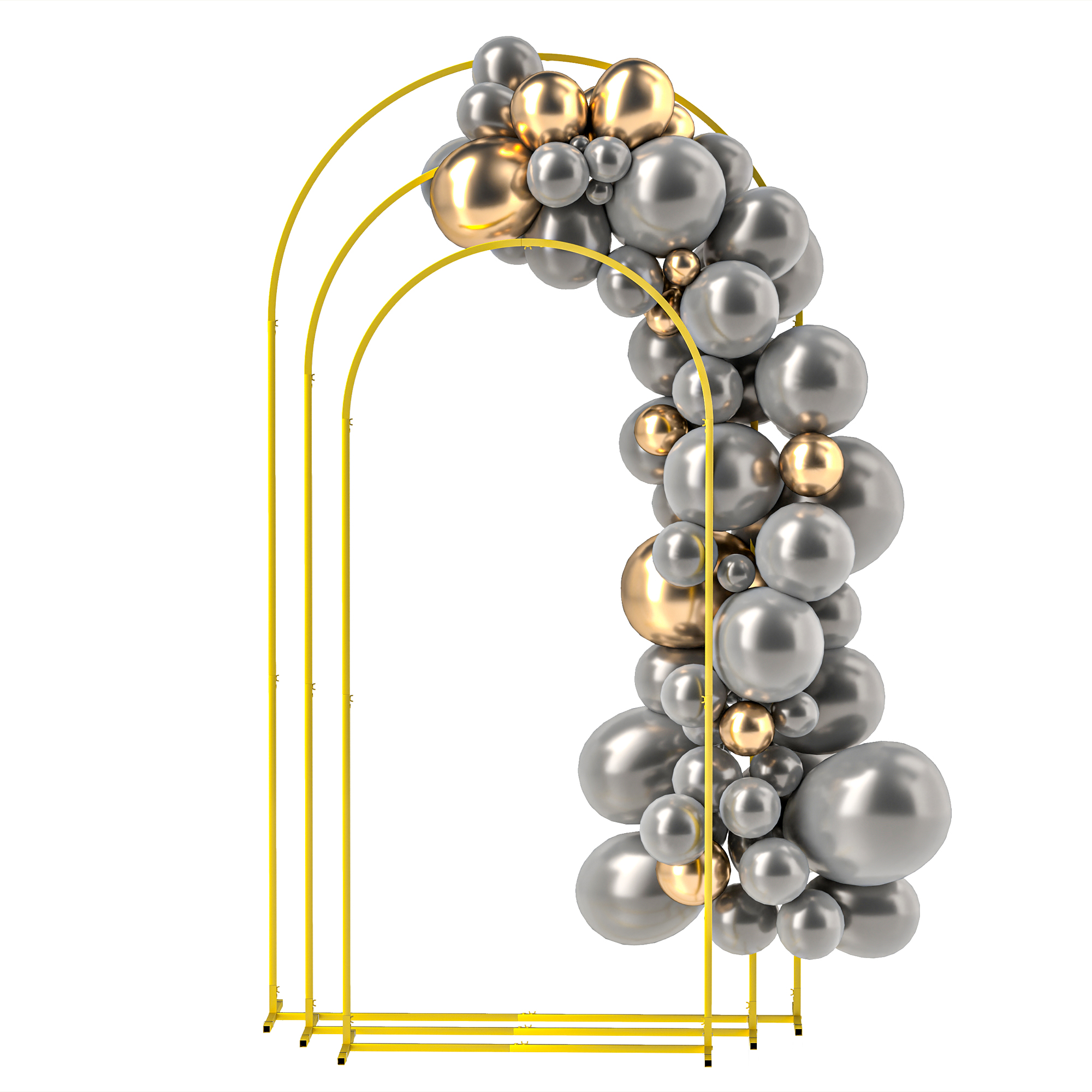 Outsunny Set von 3 goldenen Metall-Hochzeitsbogen-Hintergrundstützen für Hochzeit, 2,2 m, 2 m, 1,8 m, Hochzeitsfeier