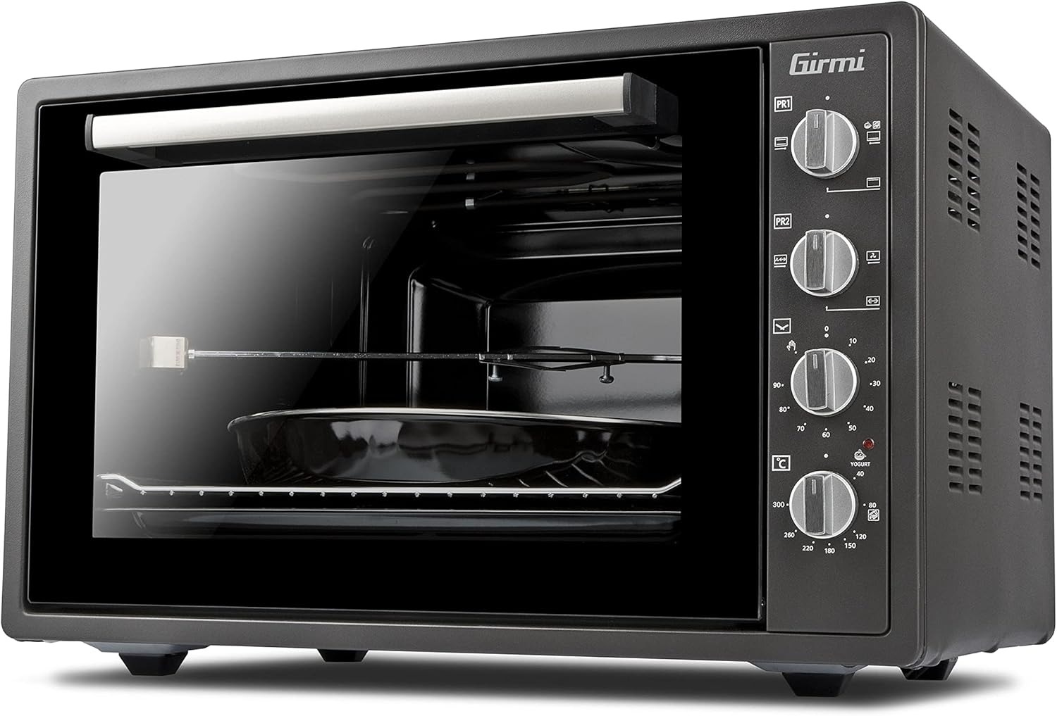 Girmi FE58 Forno Elettrico Ventilato con Girarrosto 300°C, 58 Litri, Luce interna, 1800 W, Timer, Funzioni Base, Grill, Combinata, Accessori inclusi, Grigio Antracite