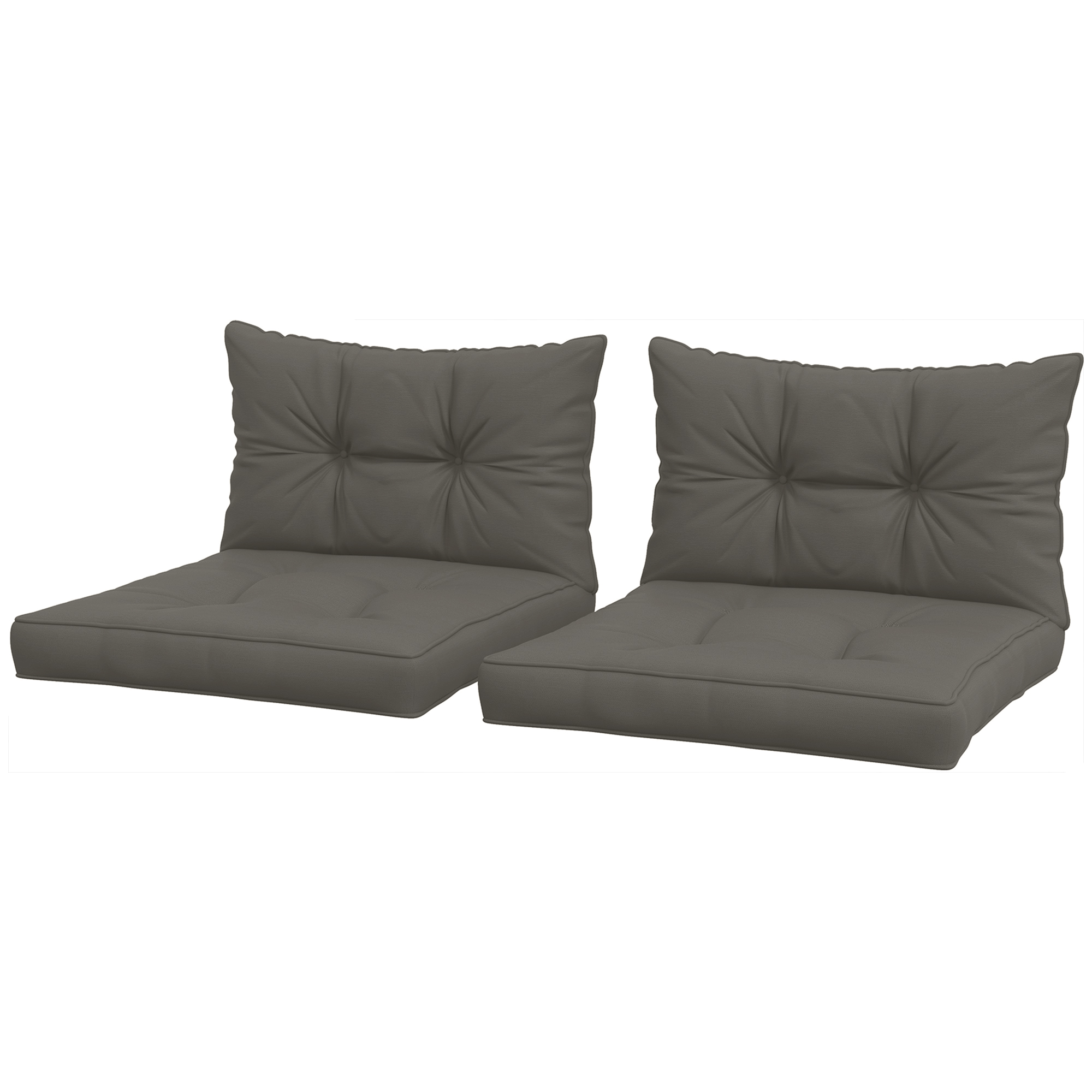 Outsunny Set mit 4 Gartenkissen mit 2 Sitzkissen und 2 Rückenkissen, Polyester, Anthrazitgrau
