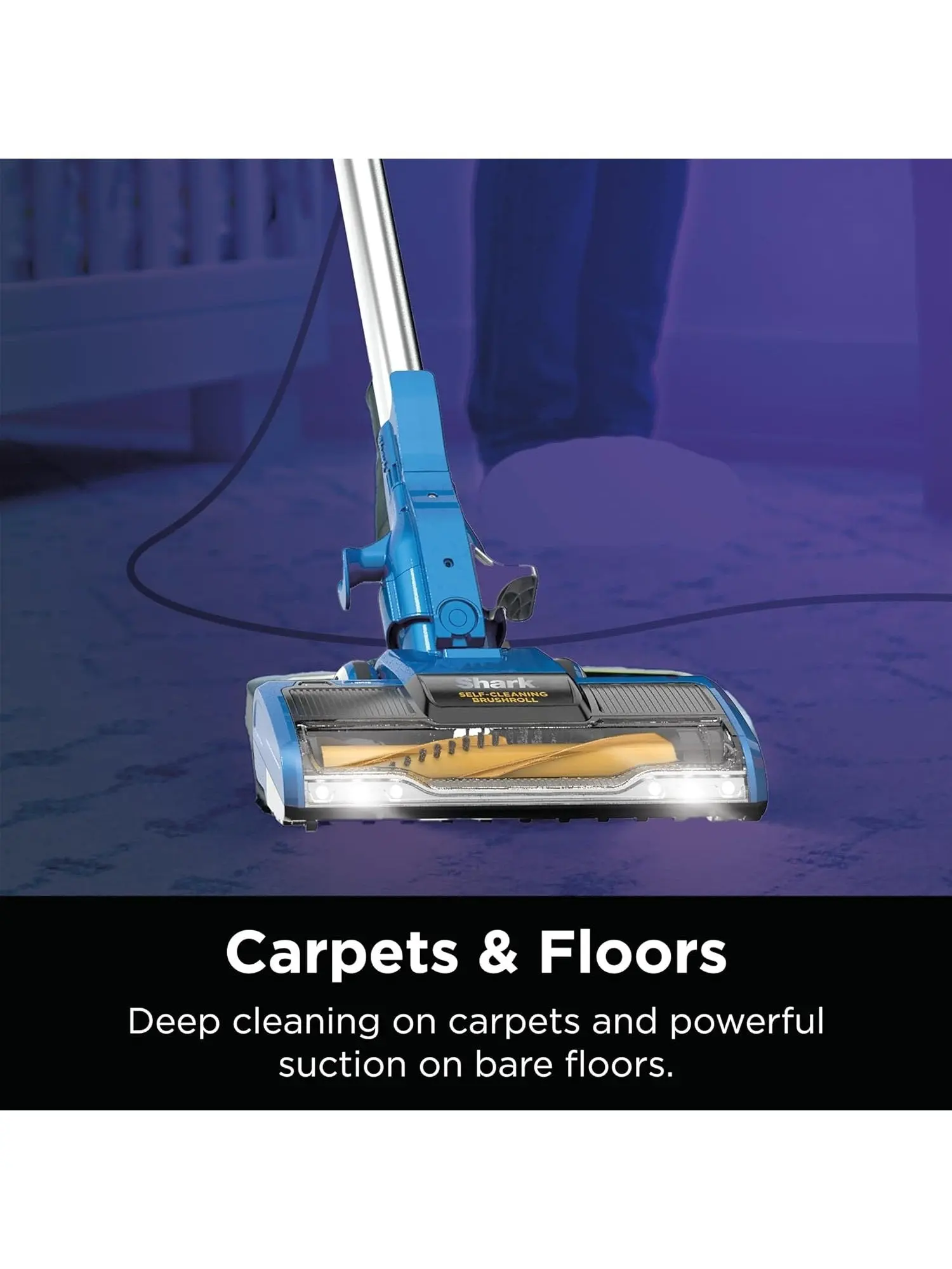 Shark HV343AMZ Rocket Corded Stick Vacuum with Self Cleaning Brushroll, Lightweight & Maneuverable, Perfect for Pet Hair Pickup, Converts to a Hand Vacuum, Crevice Upholstery Tools, Blue/Silver