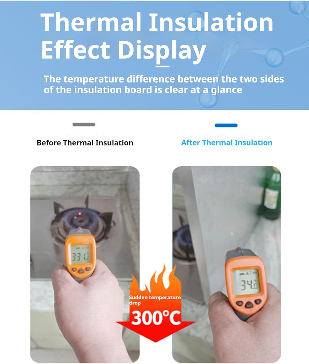 Feuerfeste selbstklebende Hitzeschildmatte für Arbeitsplatte und Gerät, Schutz vor Herd und Backofen, magnetischer Spritzschutz