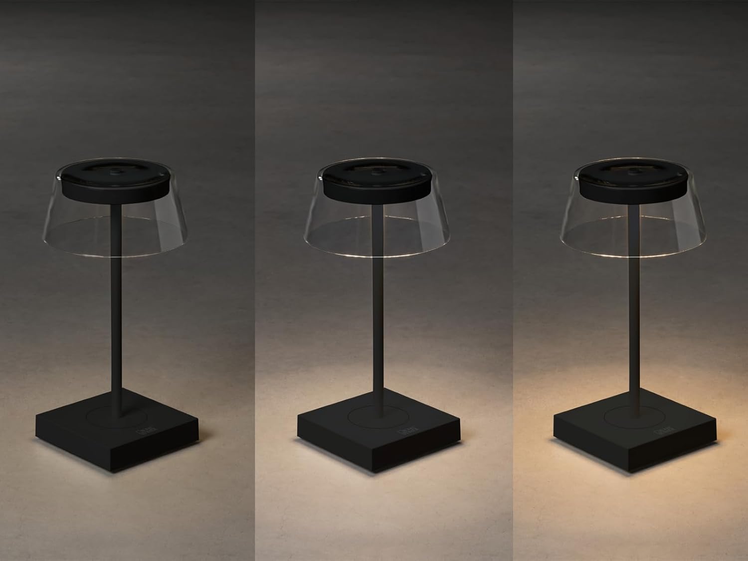 2er Set Wiederaufladbare Akku Tischleuchten mit USB Anschluss, Schwarz Höhe 27cm